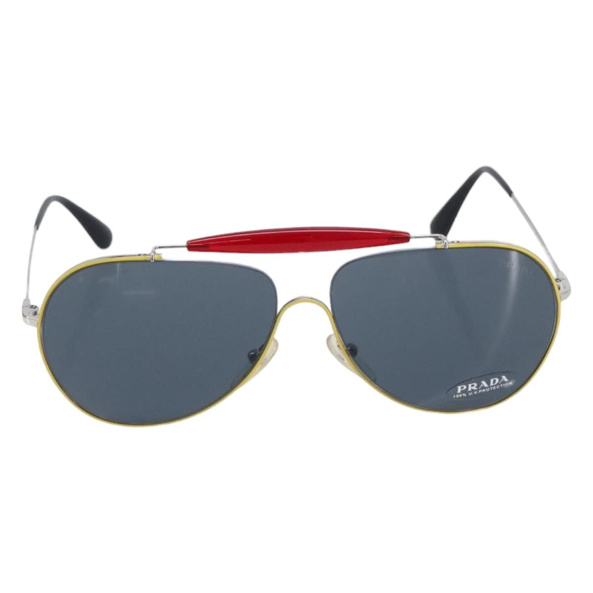 PRADA Sunglasses Metal Yellow Red Auth BA15496