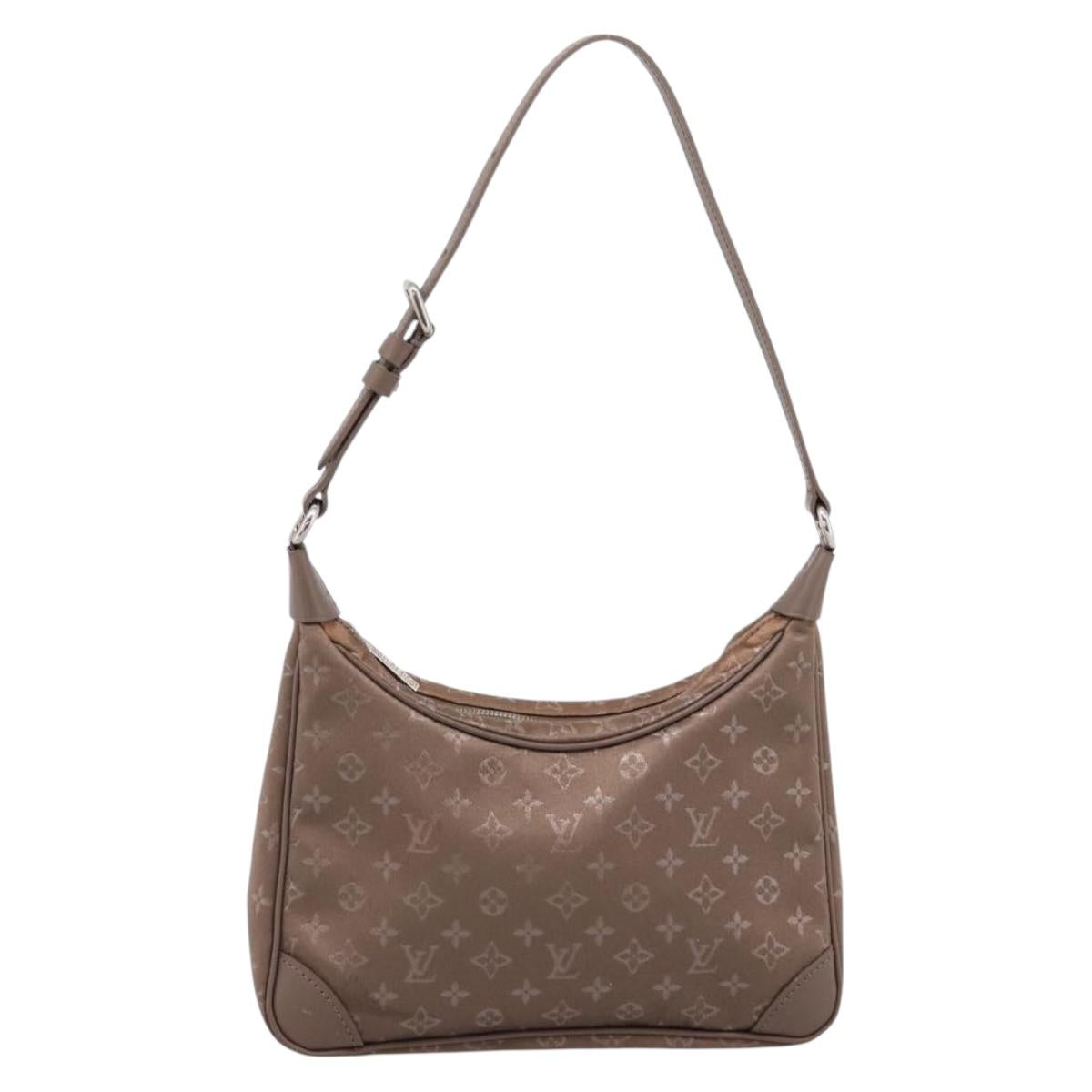 LOUIS VUITTON Monogram Satin Little Boulogne Hand Bag Beige M92143 Auth BA15499A