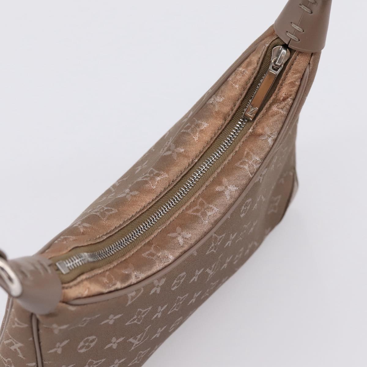 LOUIS VUITTON Monogram Satin Little Boulogne Hand Bag Beige M92143 Auth BA15499A