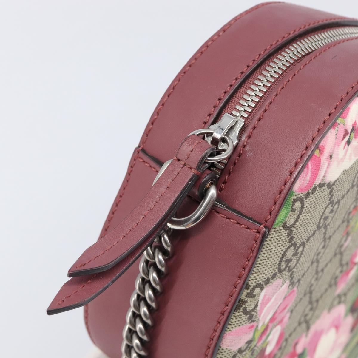 GUCCI GG Blooms Chain Shoulder Bag PVC Leather Beige Silver 409535 Auth BA15501V