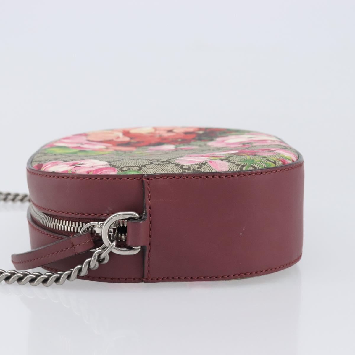 GUCCI GG Blooms Chain Shoulder Bag PVC Leather Beige Silver 409535 Auth BA15501V
