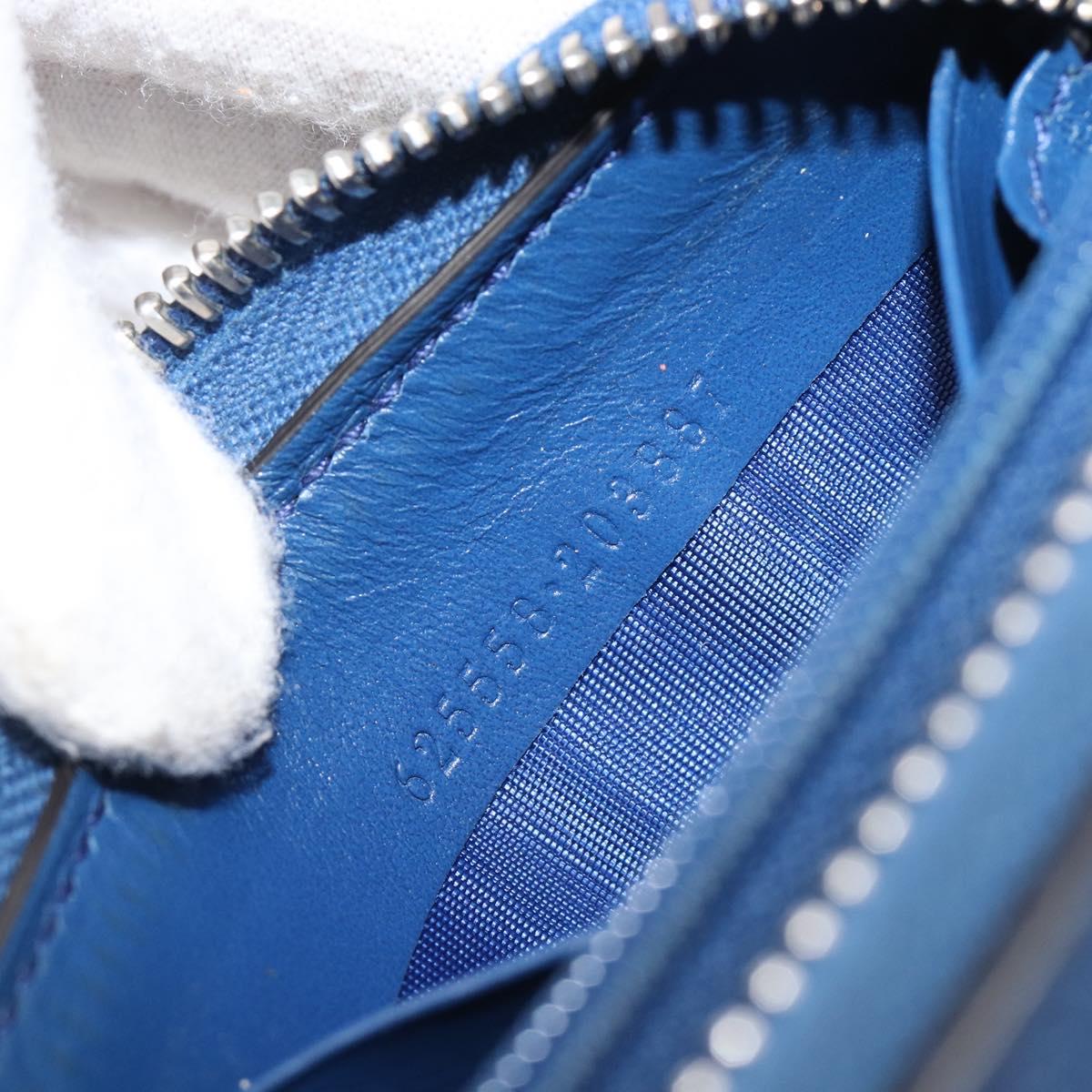 GUCCI GG emboss Long Wallet Leather Blue Silver 625558 Auth BA15502