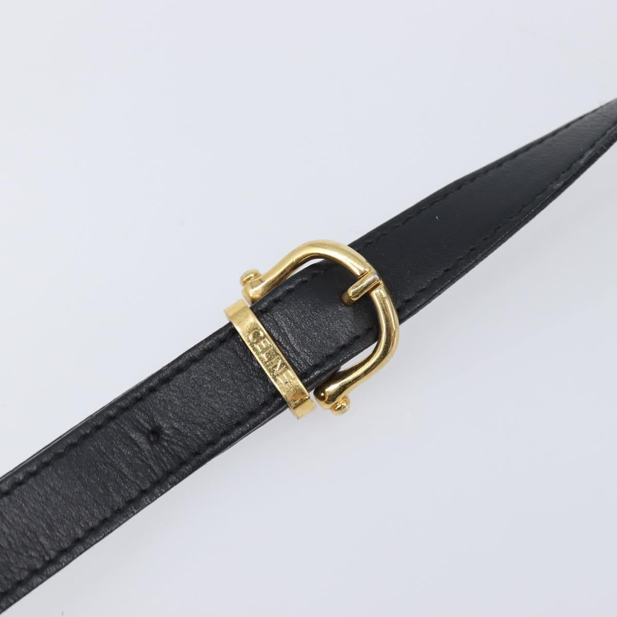 CELINE Macadam Shoulder Bag PVC Leather Black Gold Tone Auth BA15505