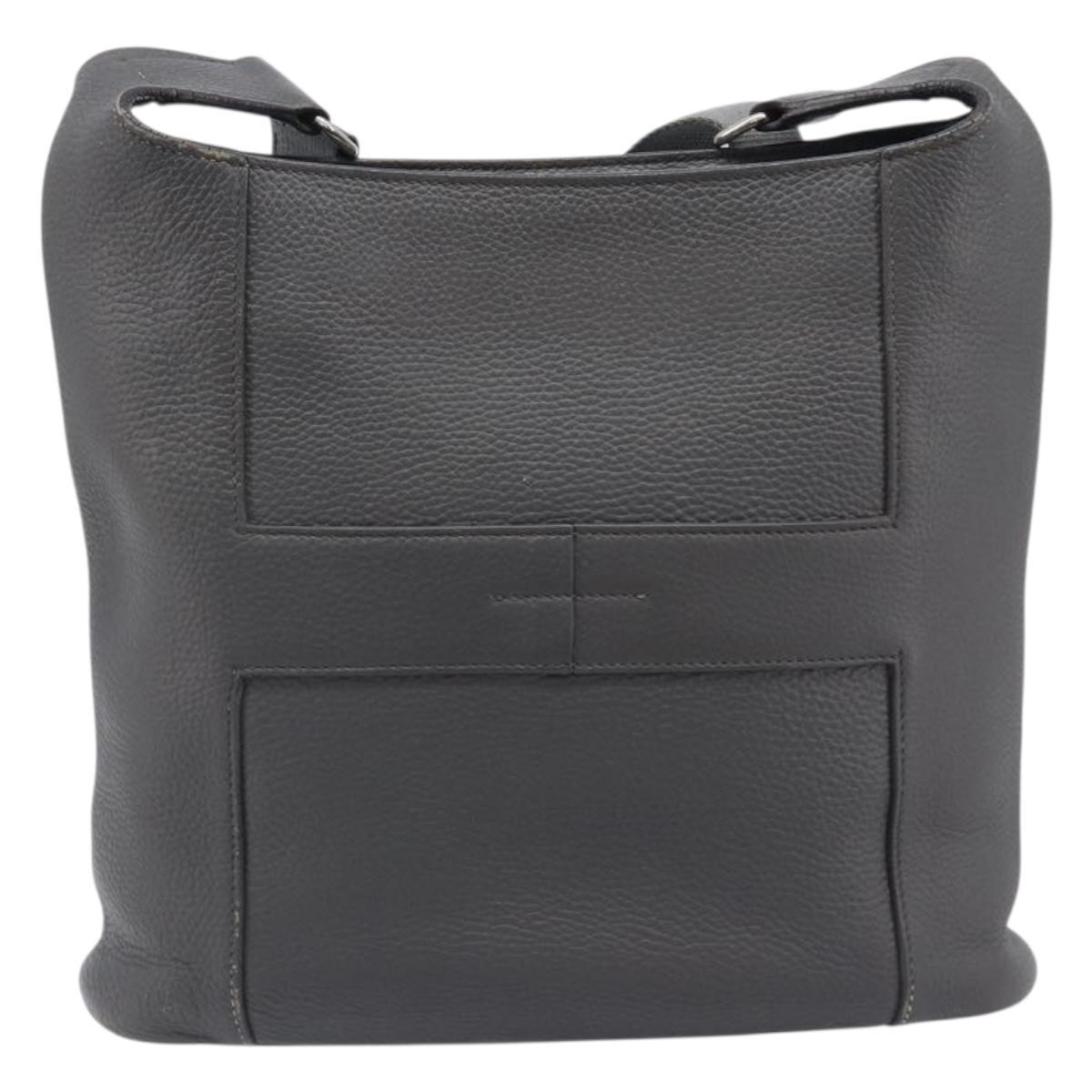 HERMES Good News Shoulder Bag Taurillon Clemence Gray Silver Auth BA15507V