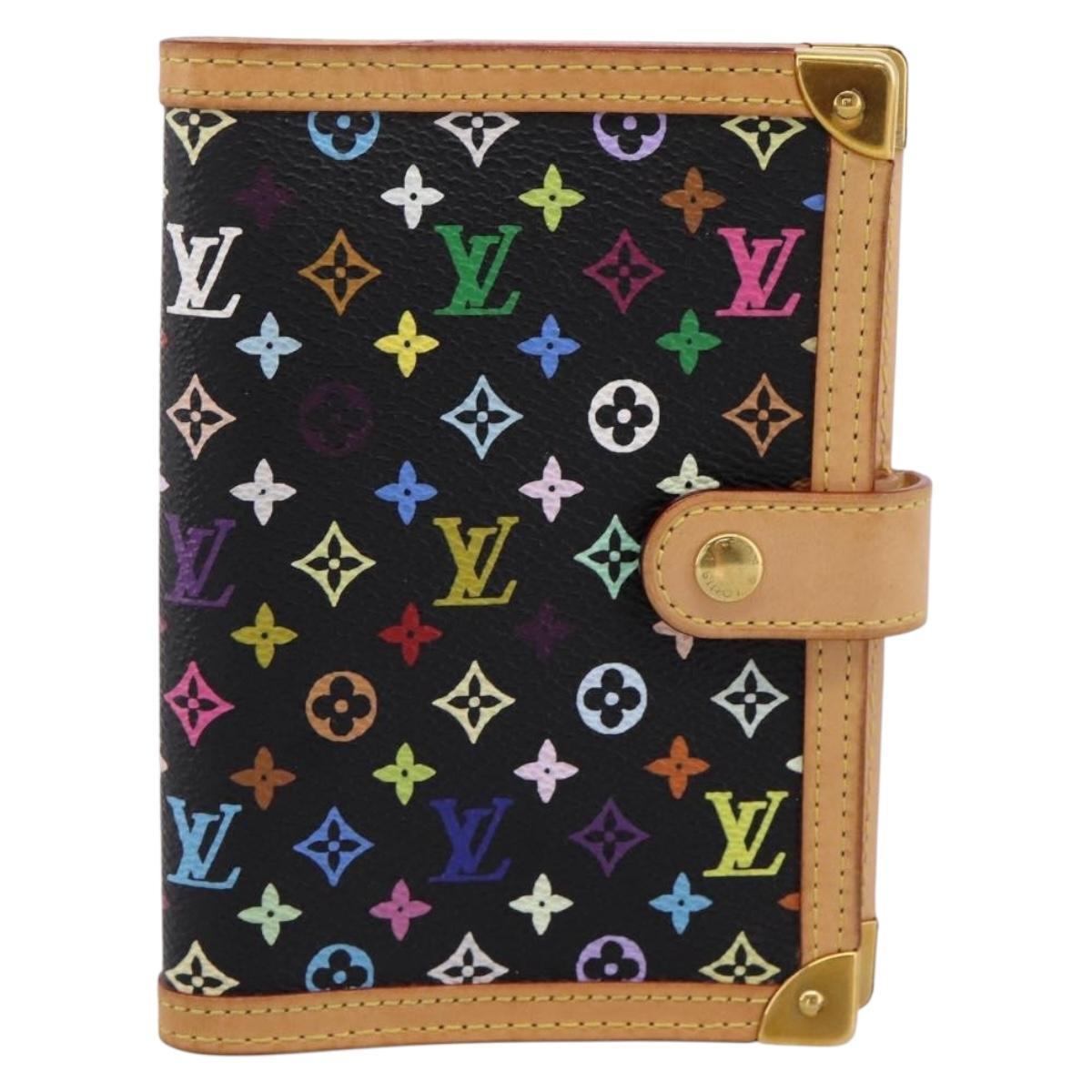 LOUIS VUITTON Monogram Multicolor Agenda PM Planner Black R20895 Auth BA15508V