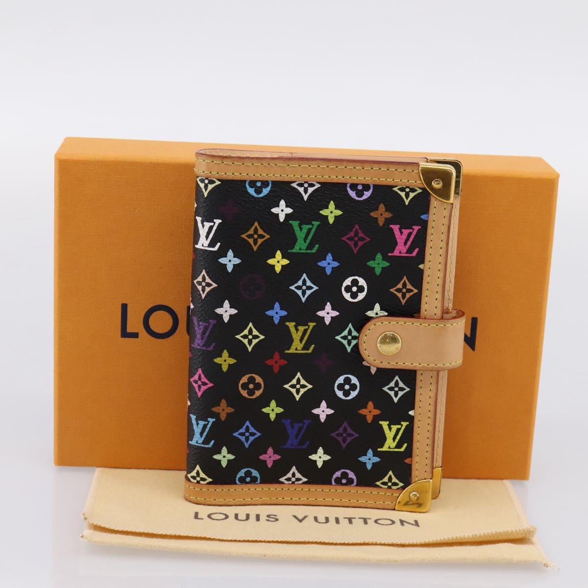 LOUIS VUITTON Monogram Multicolor Agenda PM Planner Black R20895 Auth BA15508V