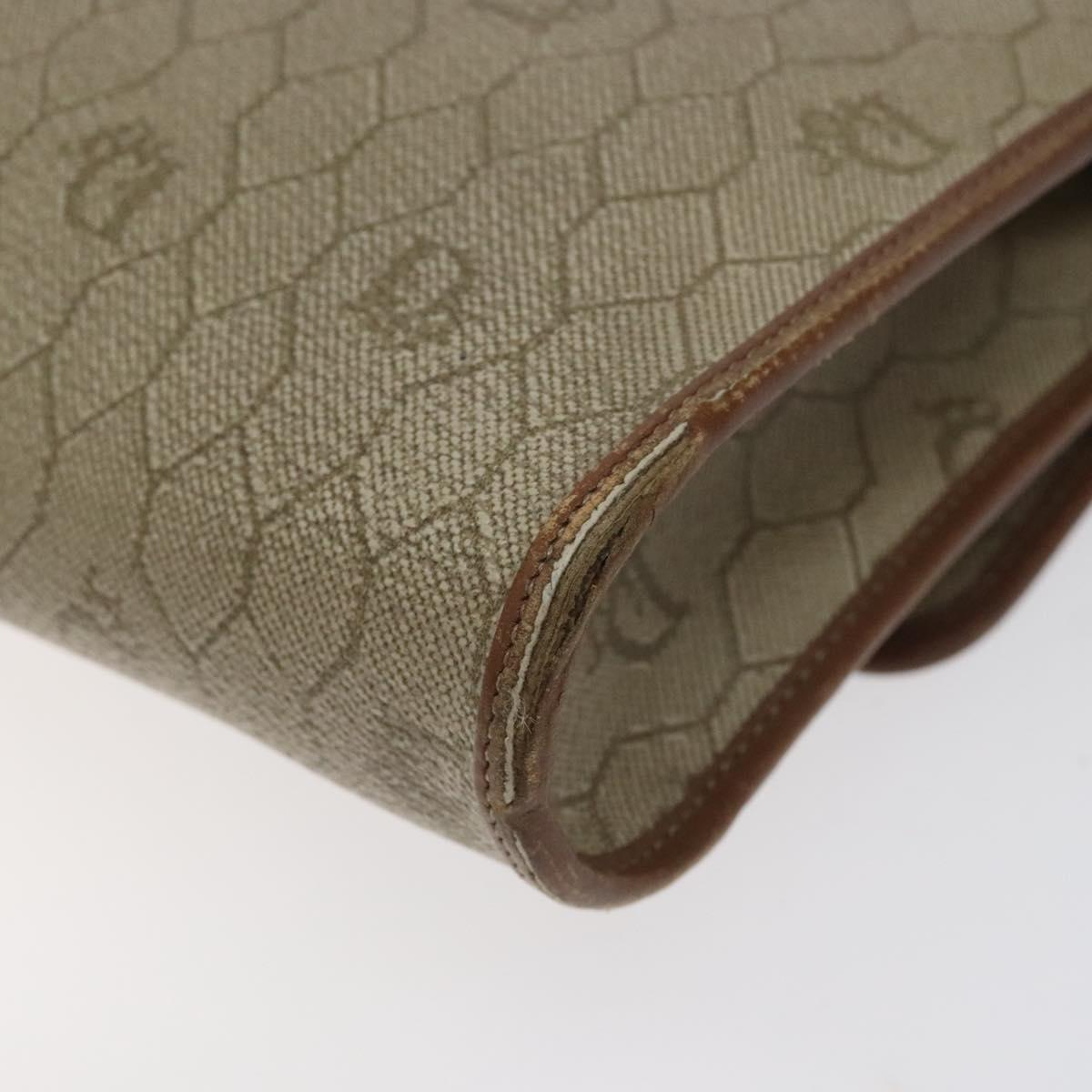 Christian Dior Honeycomb Canvas Shoulder Bag PVC Leather Beige Gold Auth BA1551