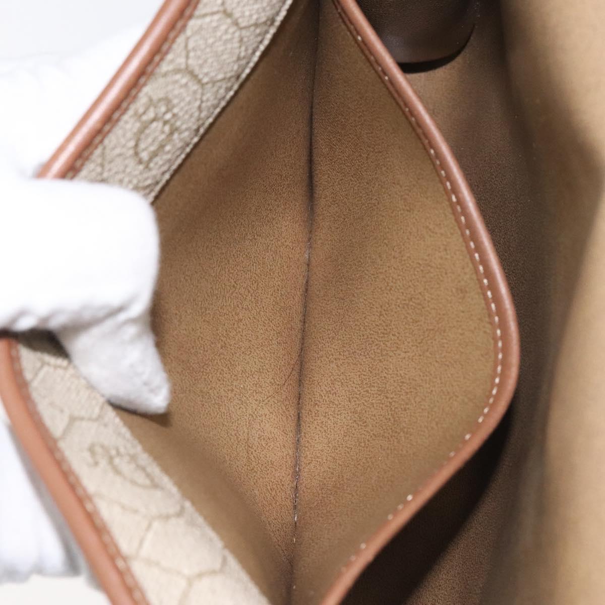 Christian Dior Honeycomb Canvas Shoulder Bag PVC Leather Beige Gold Auth BA1551