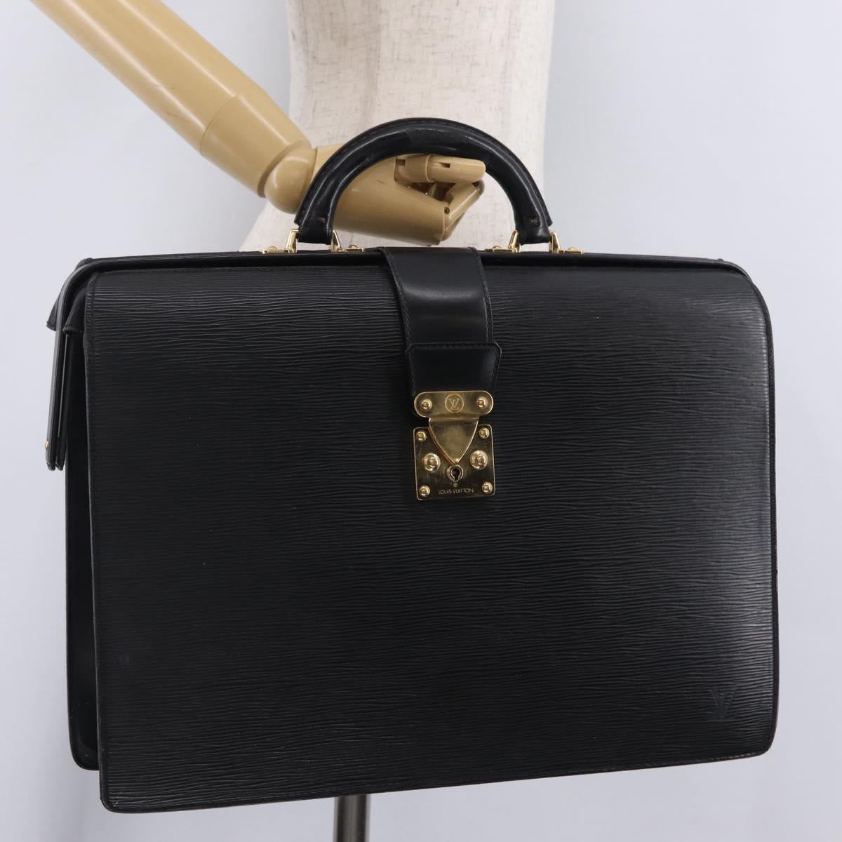 LOUIS VUITTON Epi Serviette Fermoir Business Bag Black M54352 LV Auth BA15512