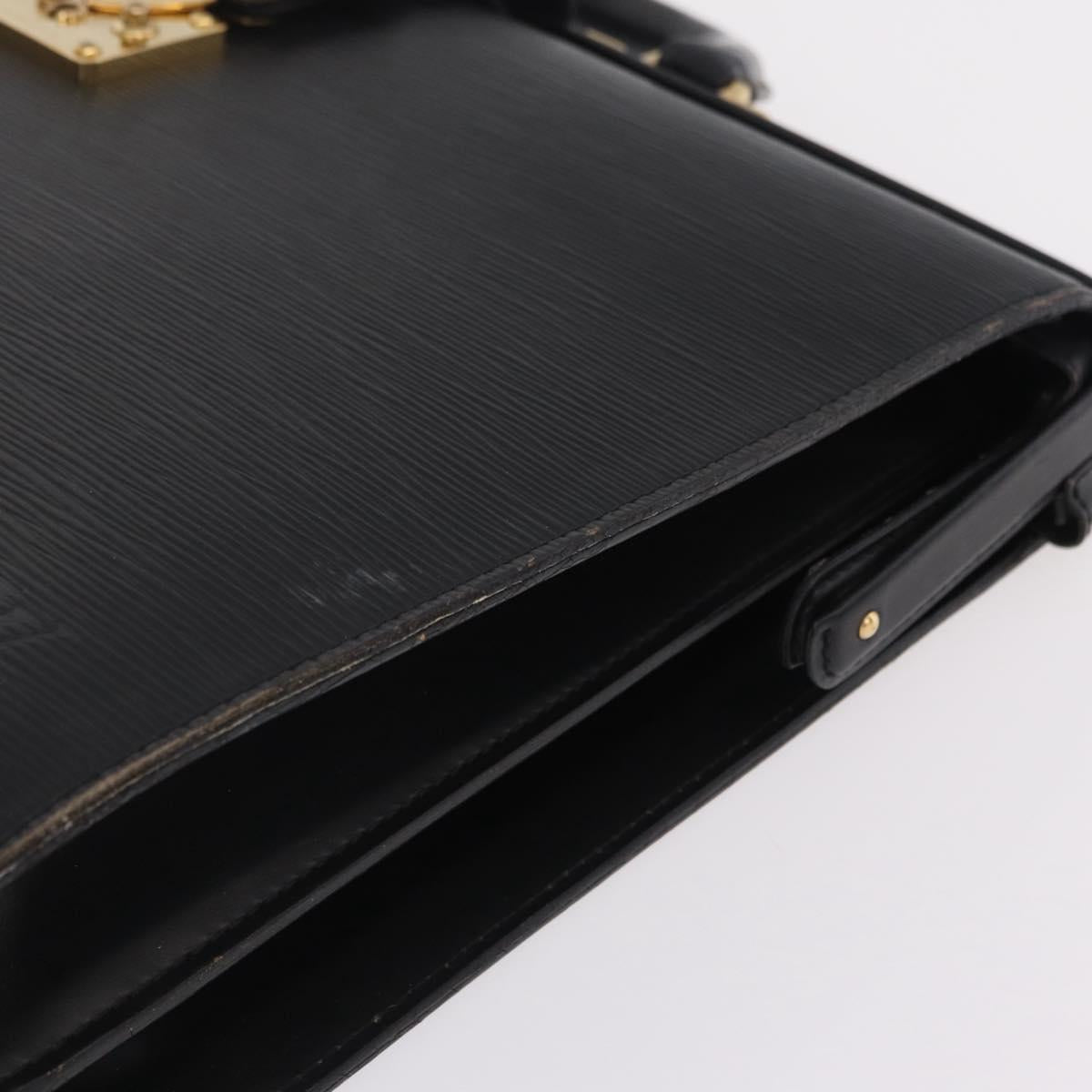 LOUIS VUITTON Epi Serviette Fermoir Business Bag Black M54352 LV Auth BA15512