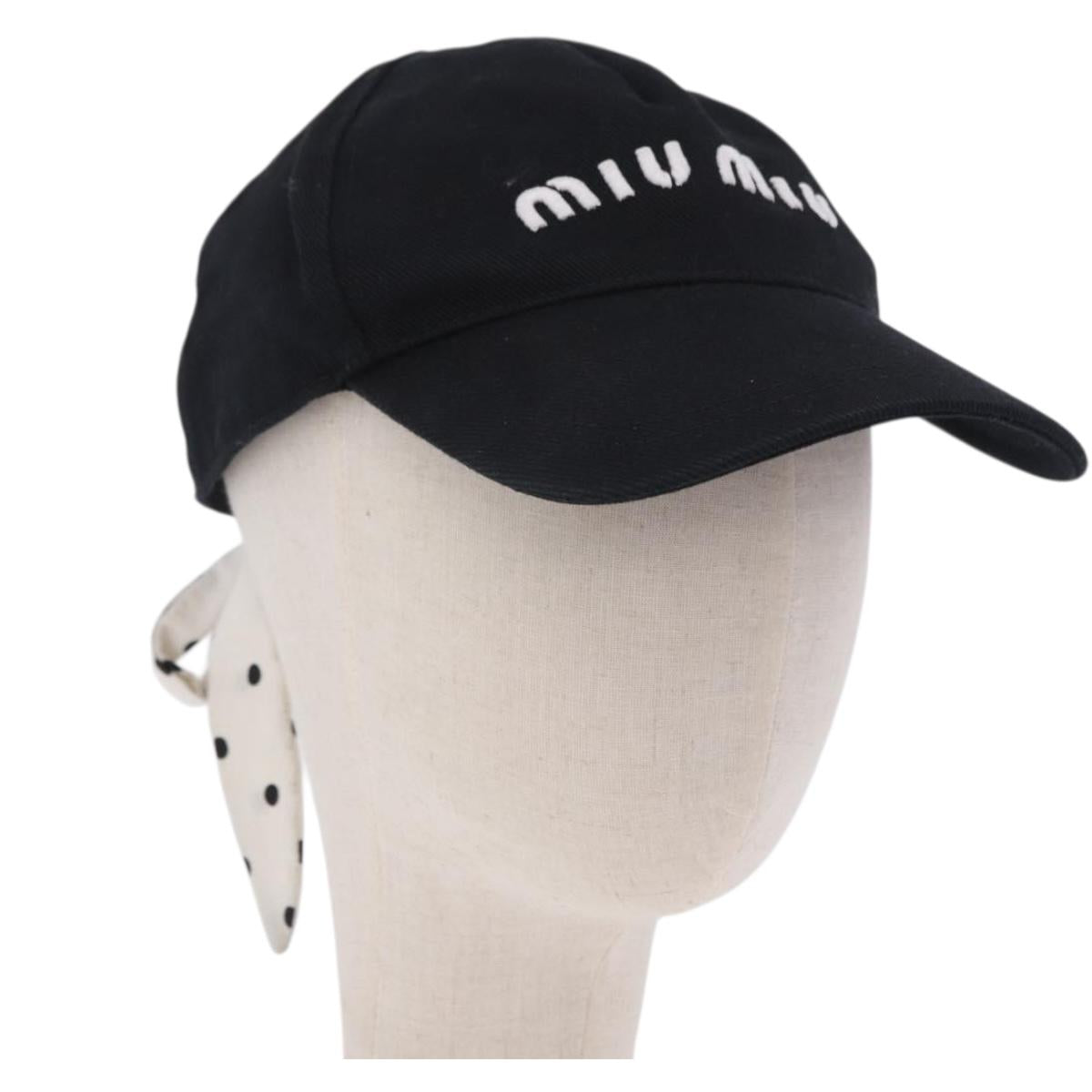 Miu Miu Cap Cotton Black White Auth BA15517