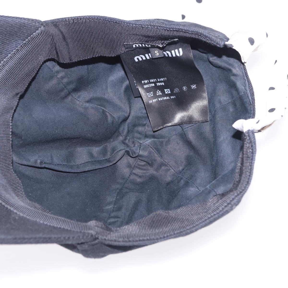 Miu Miu Cap Cotton Black White Auth BA15517