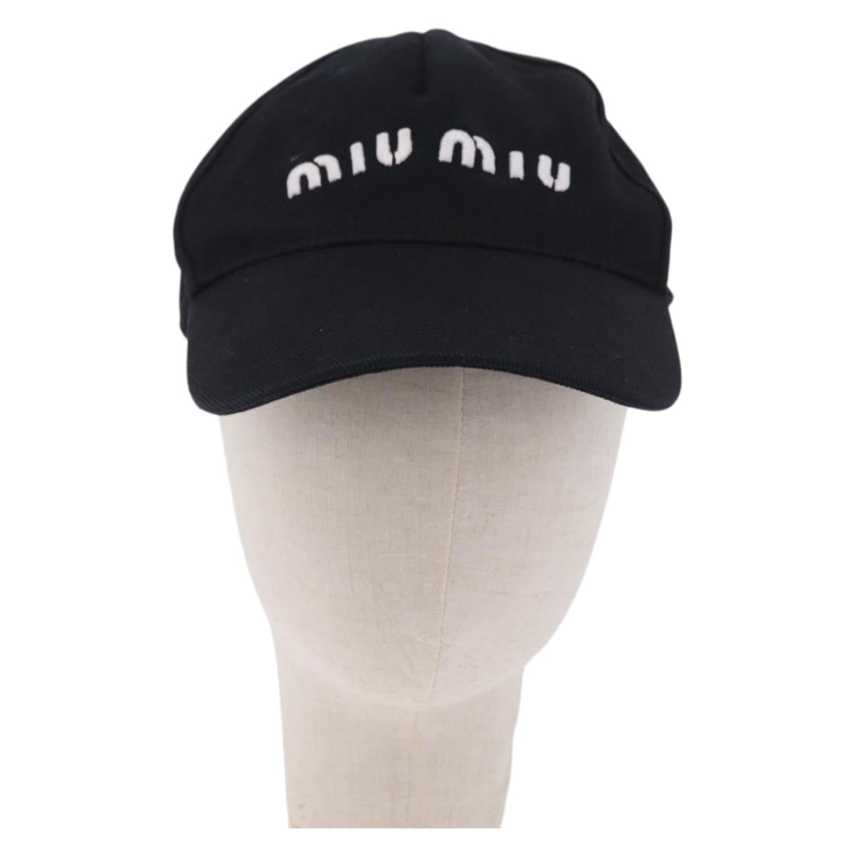 Miu Miu Cap Cotton Black White Auth BA15517