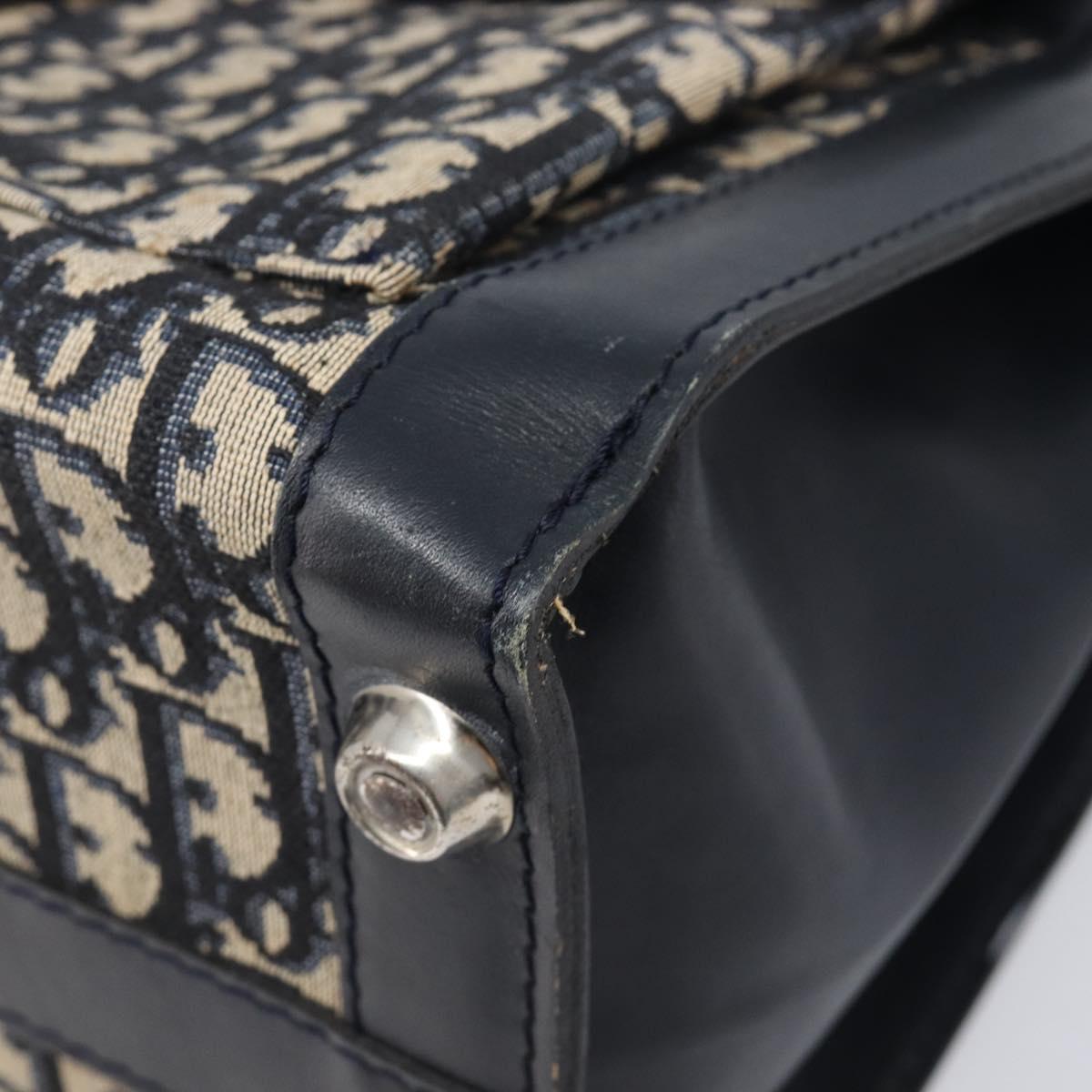 Christian Dior Trotter Canvas Tote Bag Navy Silver Auth BA15519A