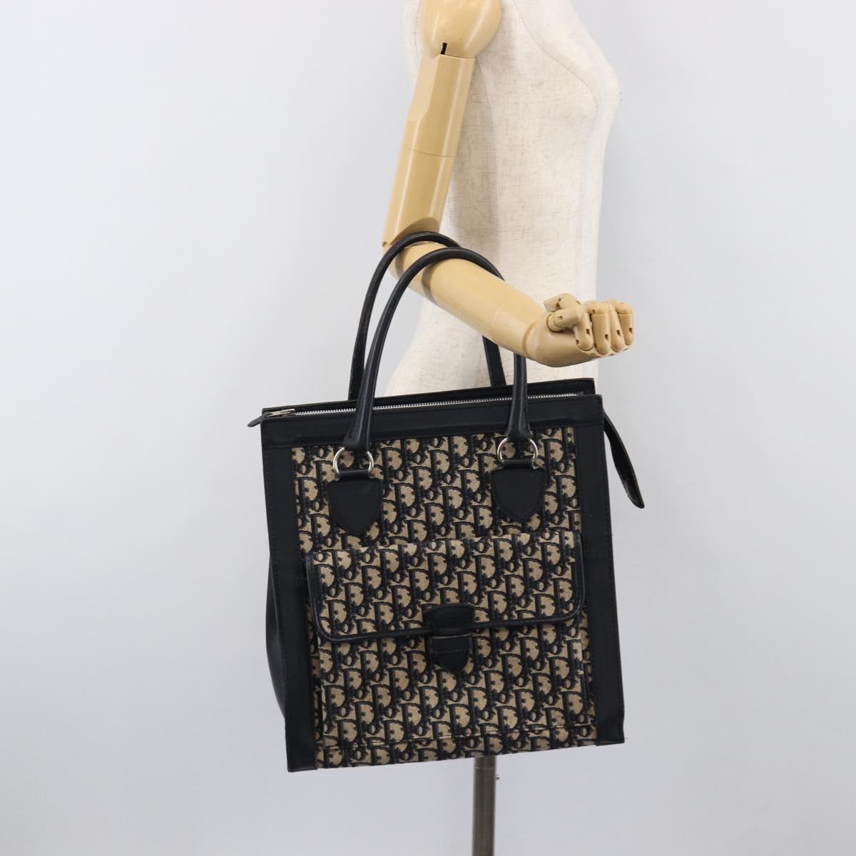 Christian Dior Trotter Canvas Tote Bag Navy Silver Auth BA15519A