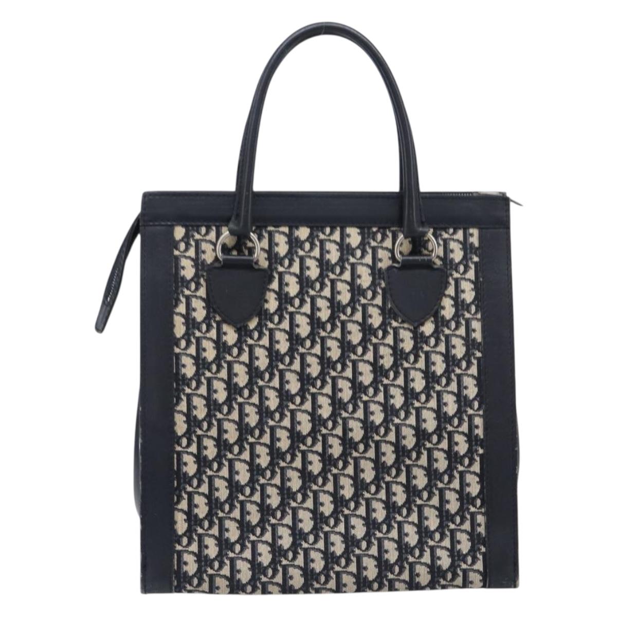 Christian Dior Trotter Canvas Tote Bag Navy Silver Auth BA15519A
