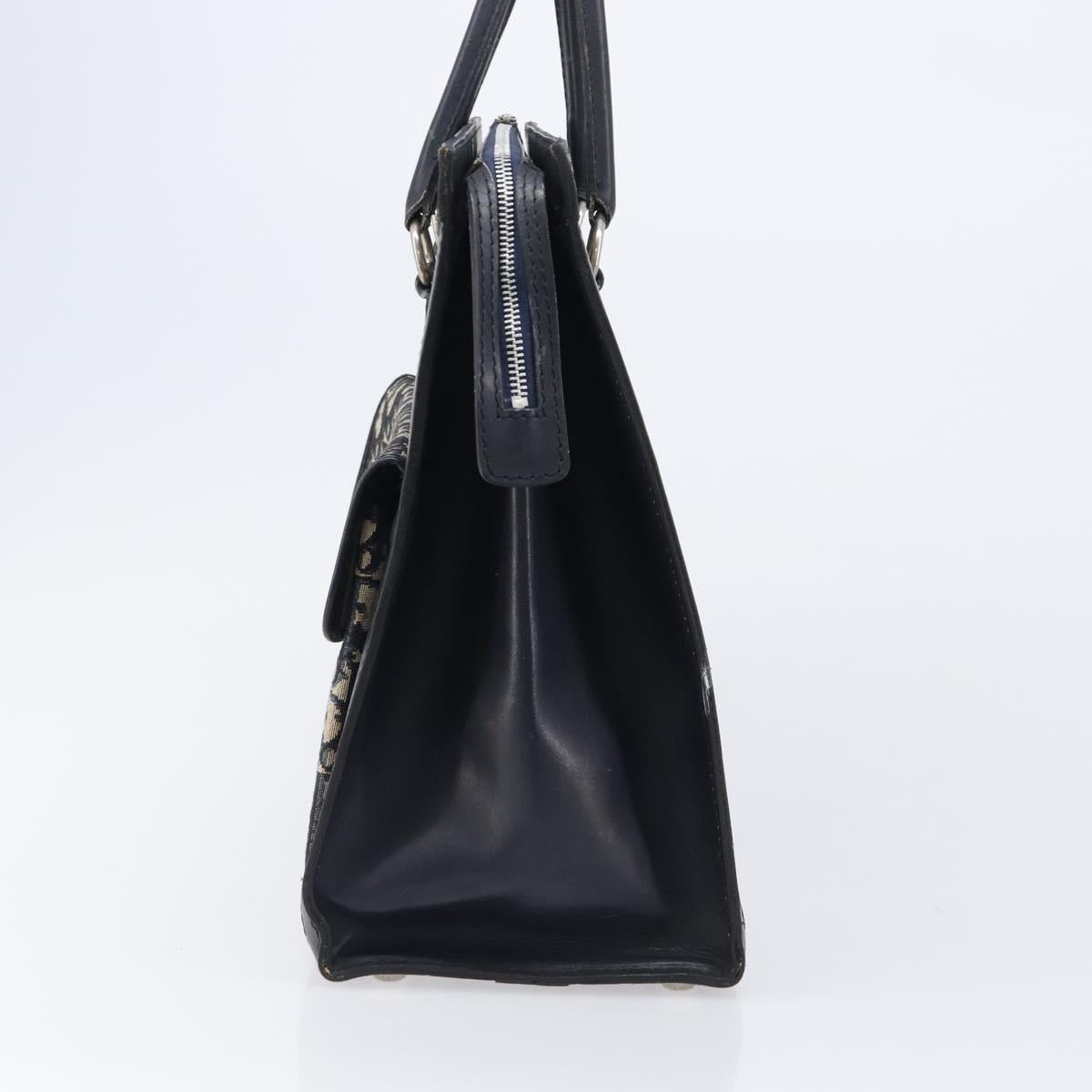 Christian Dior Trotter Canvas Tote Bag Navy Silver Auth BA15519A