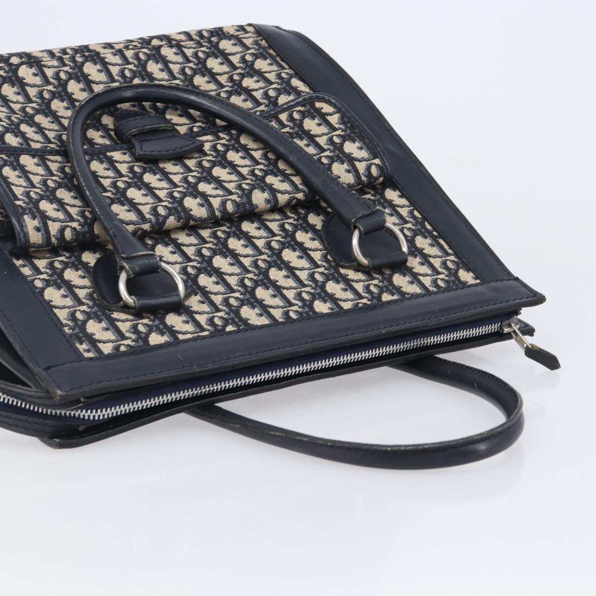 Christian Dior Trotter Canvas Tote Bag Navy Silver Auth BA15519A