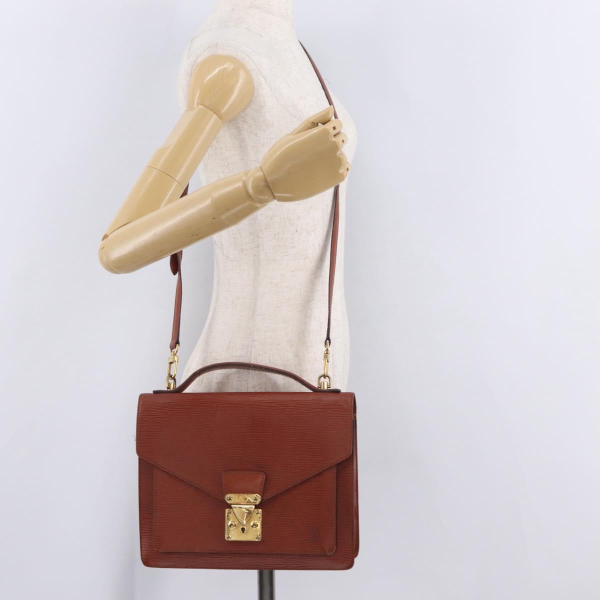 LOUIS VUITTON Epi Monceau 28 Hand Bag Brown M52123 LV Auth BA15521