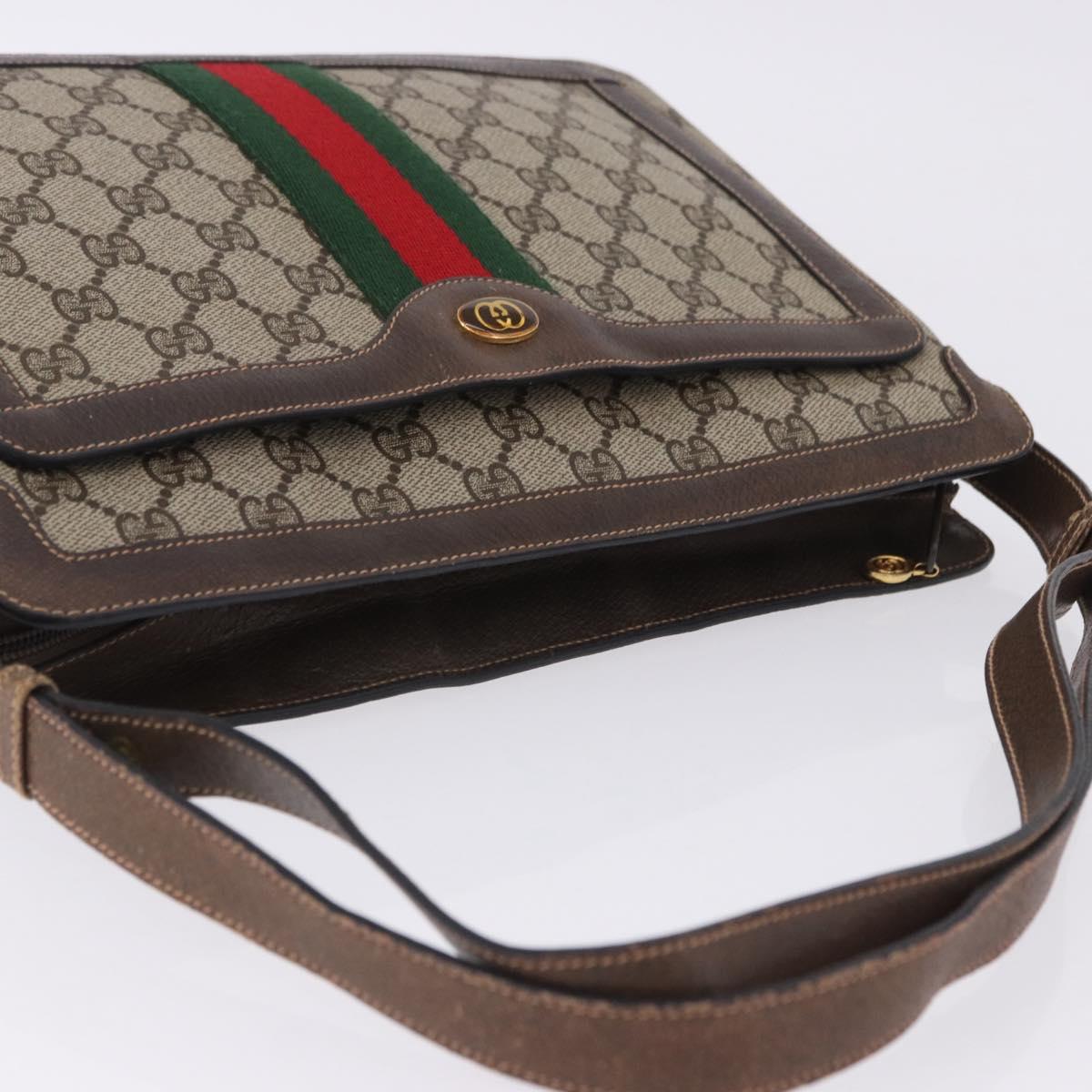 GUCCI GG Supreme Web Sherry Line Shoulder Bag PVC Beige 904 02 013 Auth BA15524