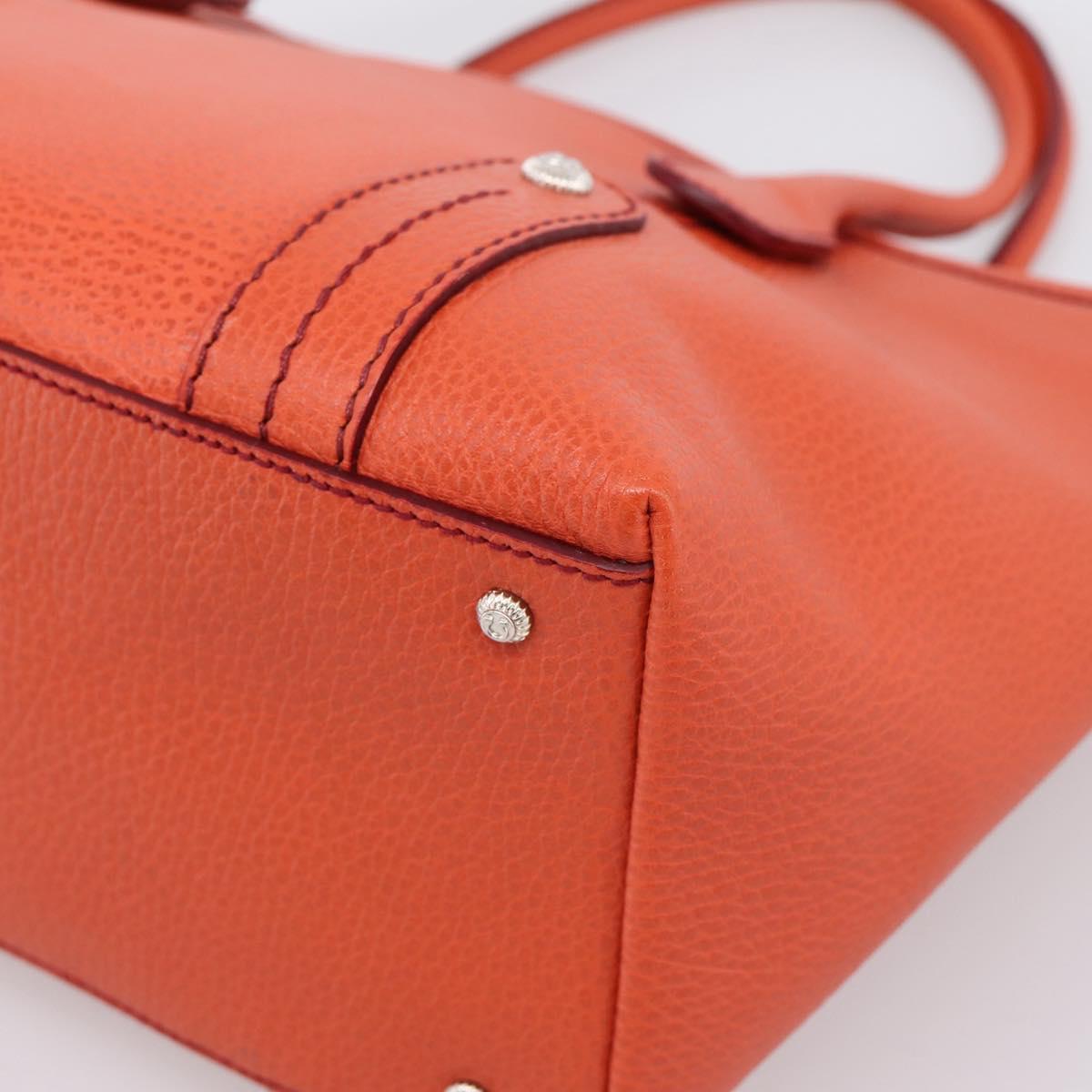Salvatore Ferragamo Hand Bag Leather Orange Silver Auth BA15525A