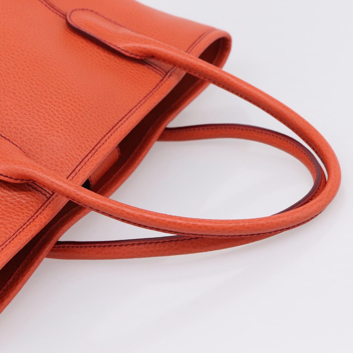 Salvatore Ferragamo Hand Bag Leather Orange Silver Auth BA15525A