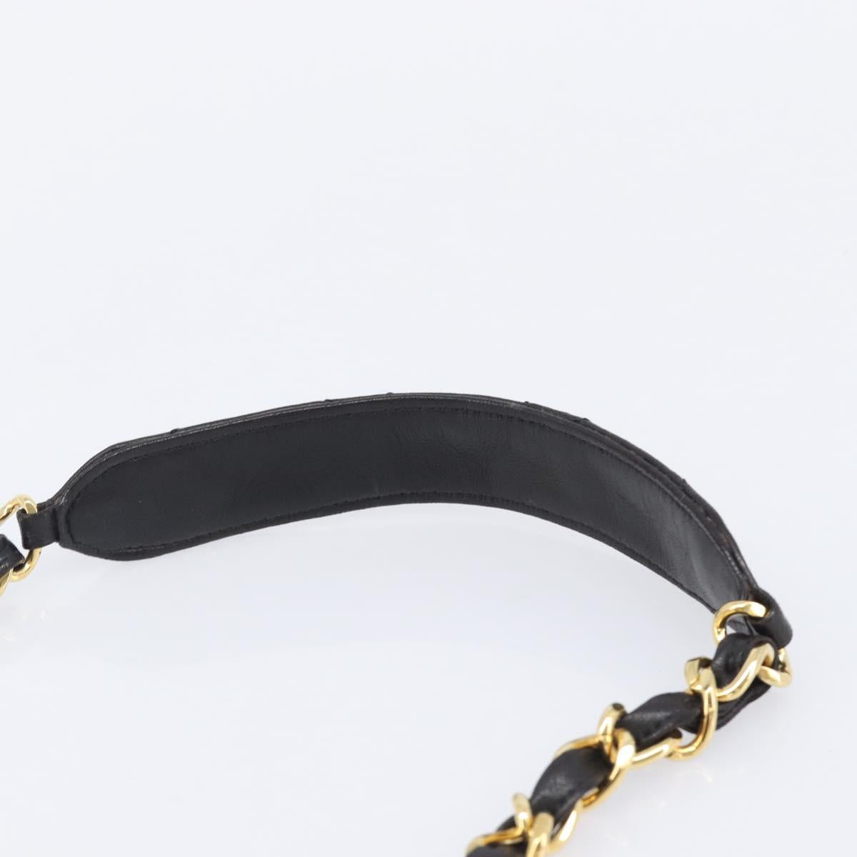 CHANEL Matelasse Chain Shoulder Bag Lamb Skin Black Gold Tone CC Auth BA15526SAV