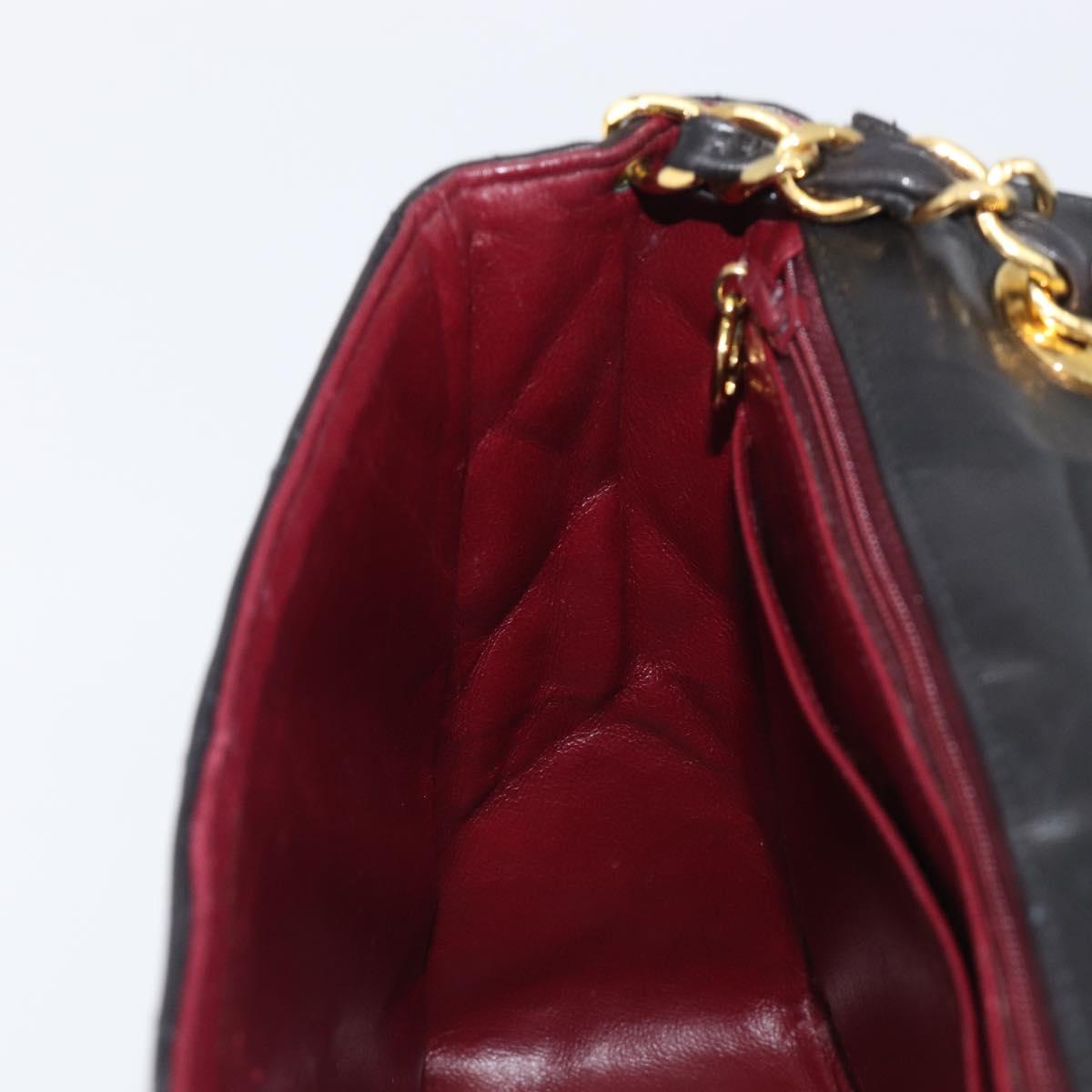 CHANEL Matelasse Chain Shoulder Bag Lamb Skin Black Gold Tone CC Auth BA15526SAV