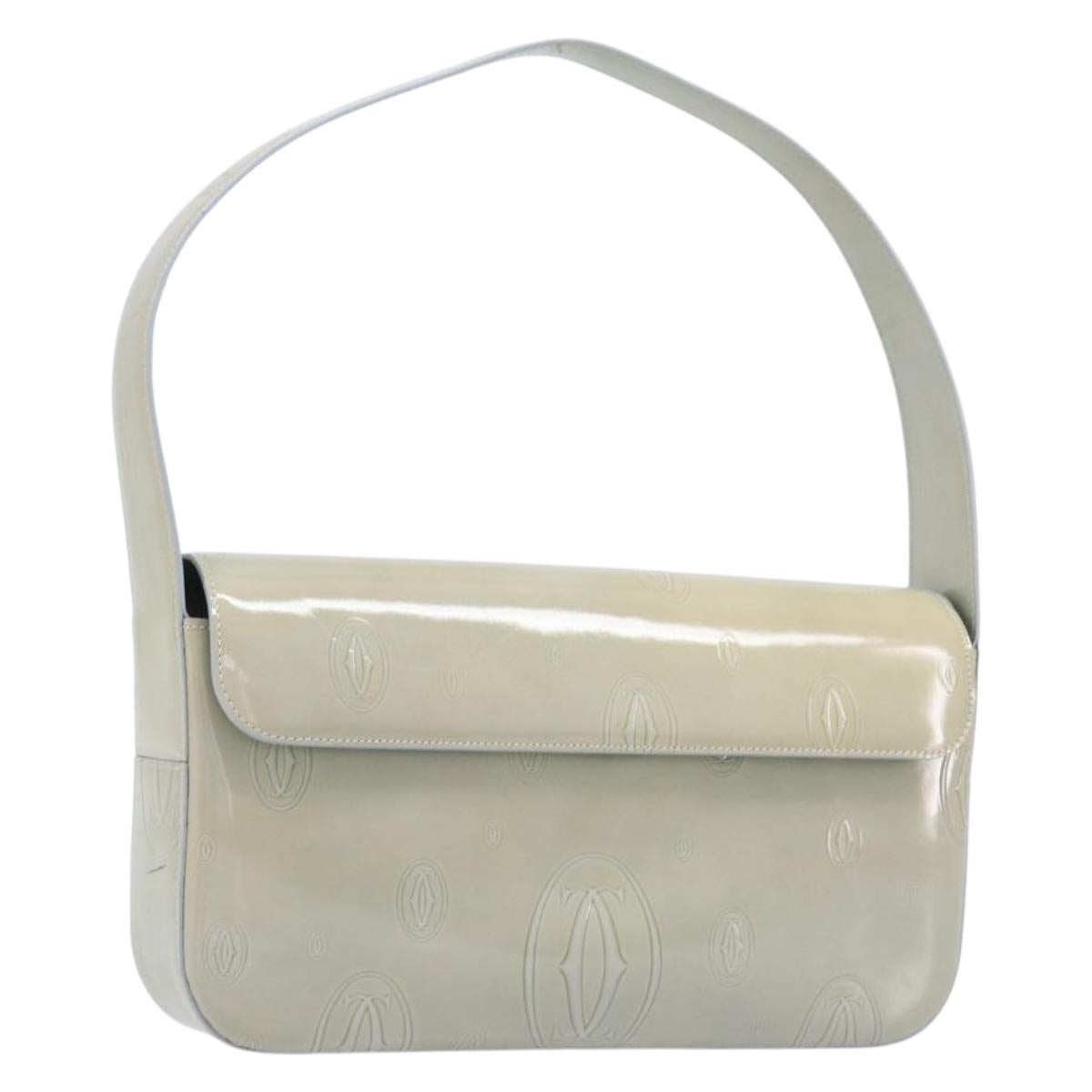 CARTIER Happy Birthday Line Hand Bag Patent Green Auth BA15527A