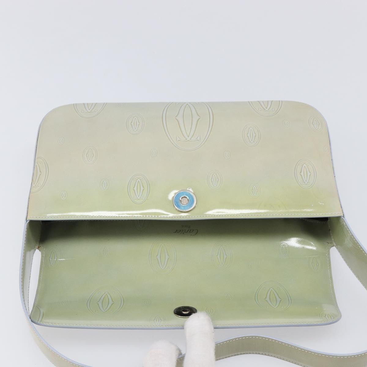 CARTIER Happy Birthday Line Hand Bag Patent Green Auth BA15527A