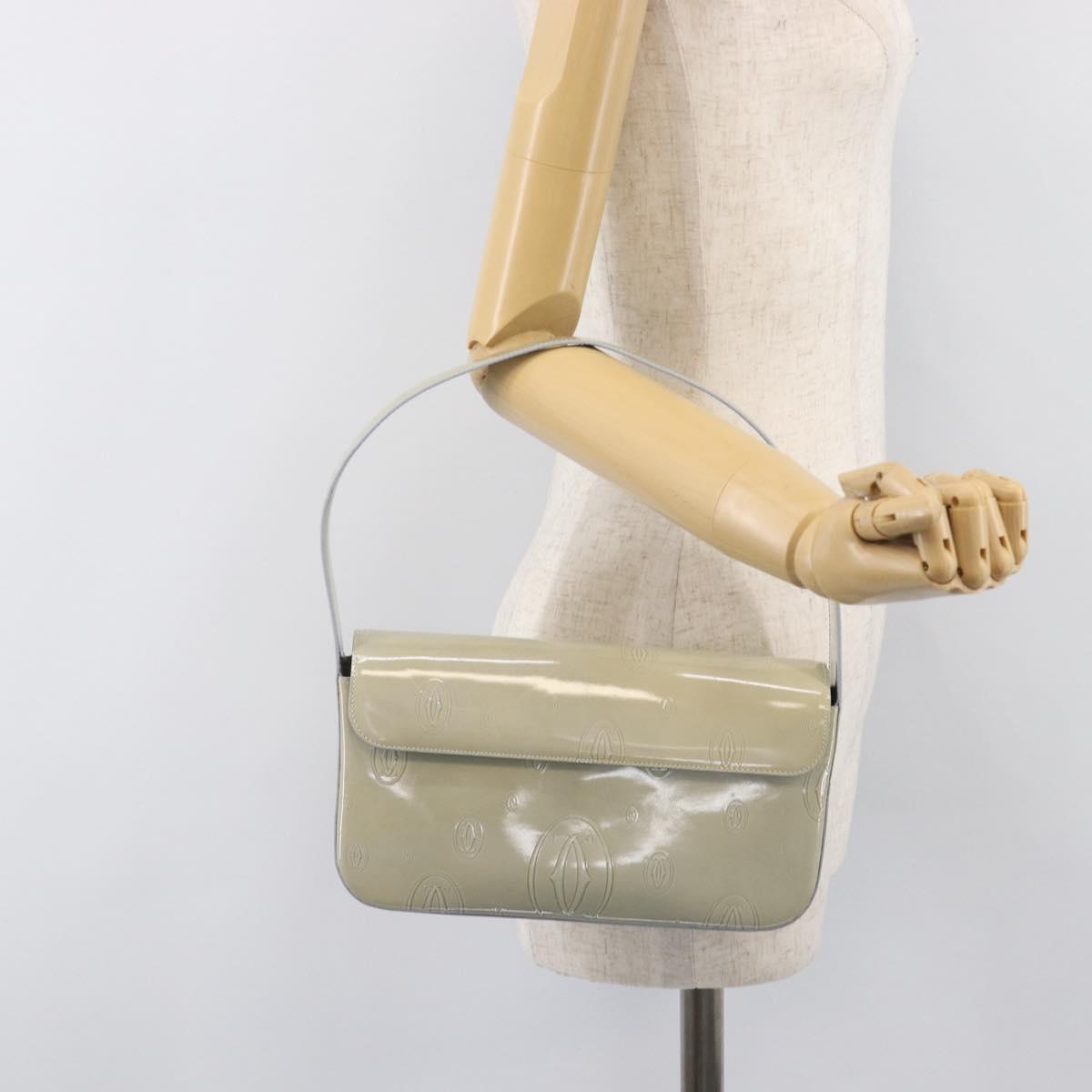 CARTIER Happy Birthday Line Hand Bag Patent Green Auth BA15527A