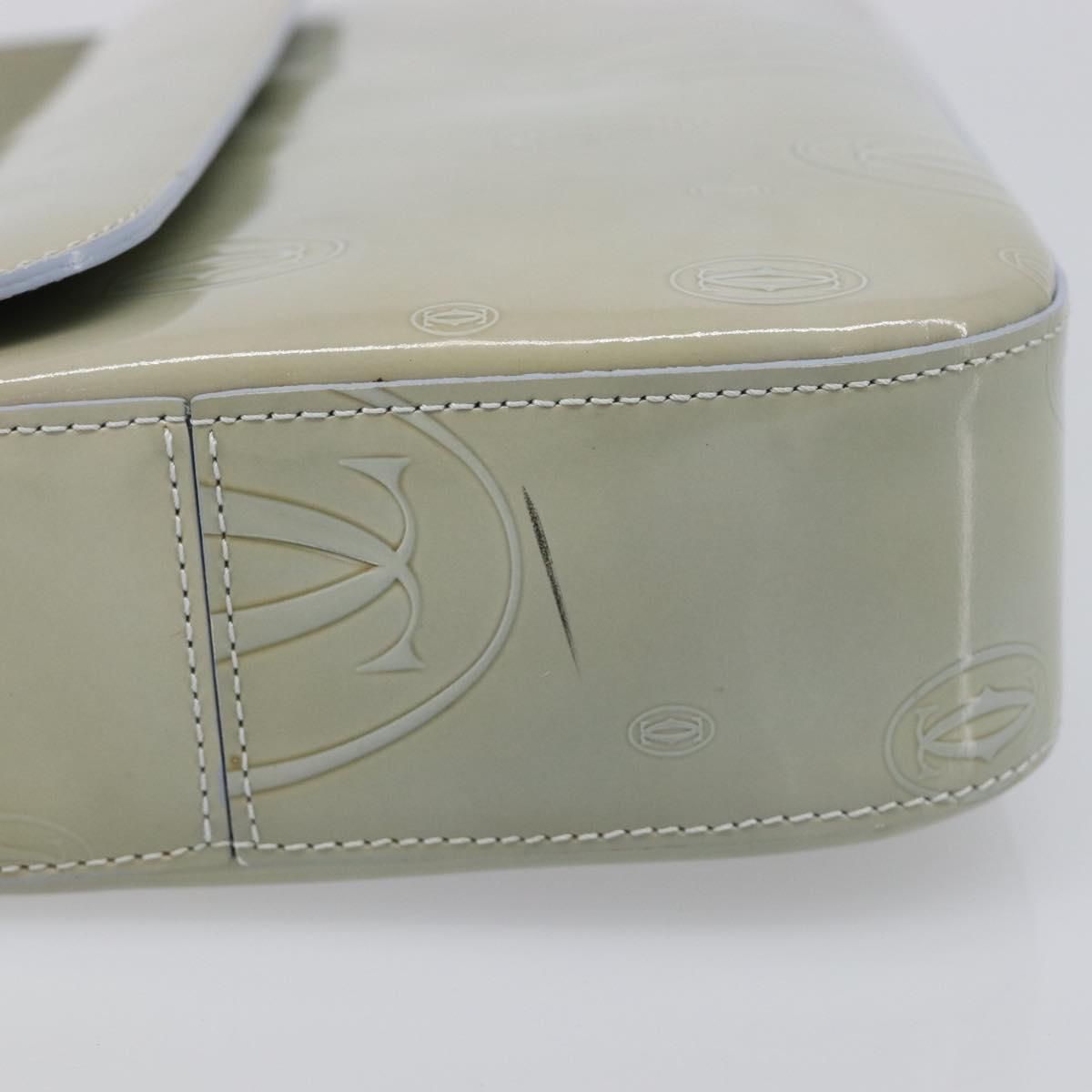 CARTIER Happy Birthday Line Hand Bag Patent Green Auth BA15527A