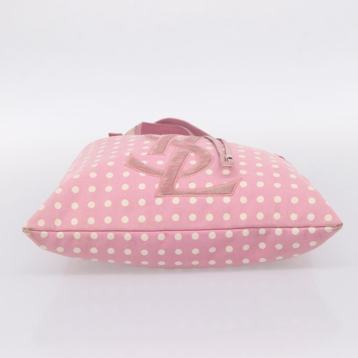 SAINT LAURENT Kahala Tote Bag Canvas Pink Silver 121631 Auth BA15529A