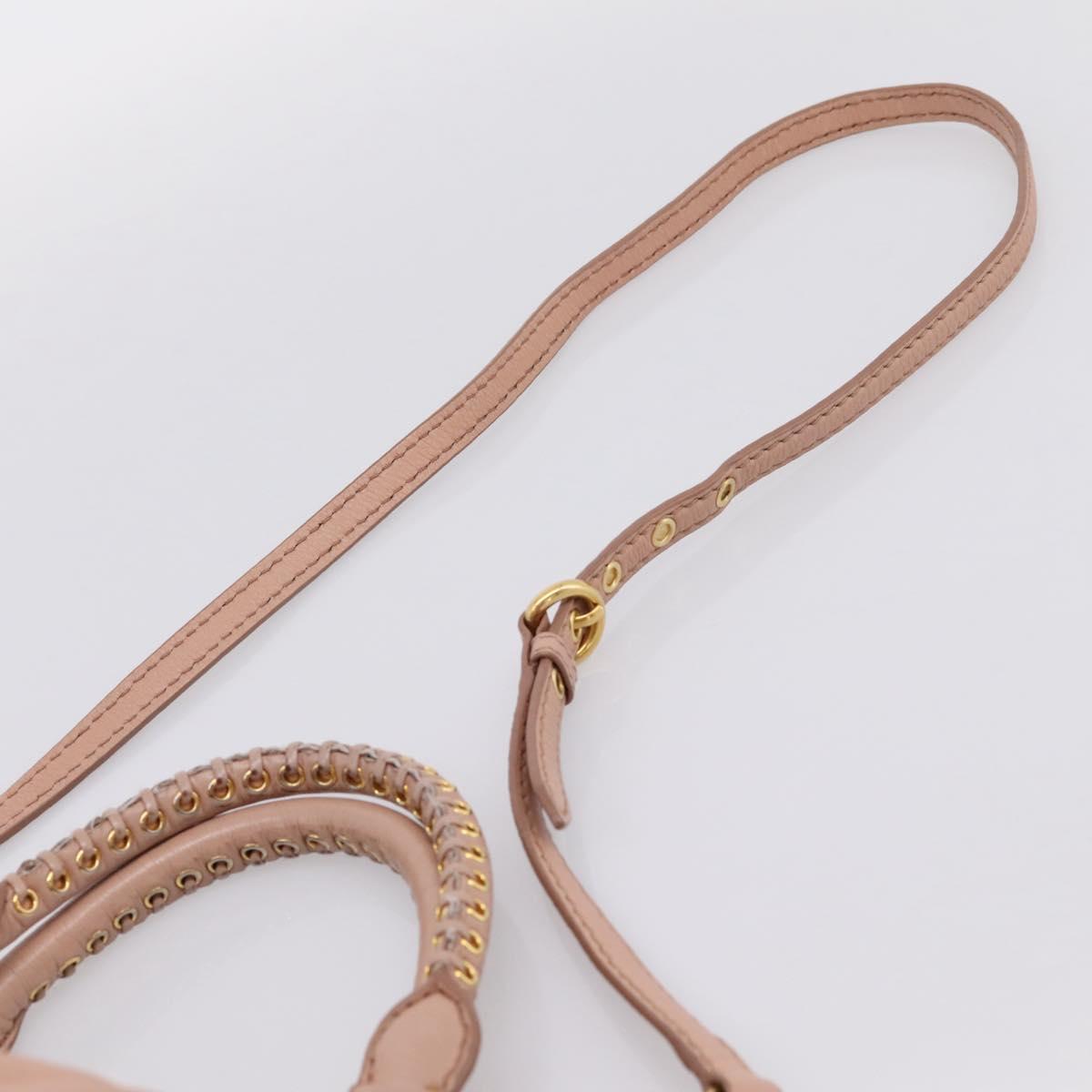 Miu Miu Tote Bag Leather 2way Pink Gold Tone Auth BA15531