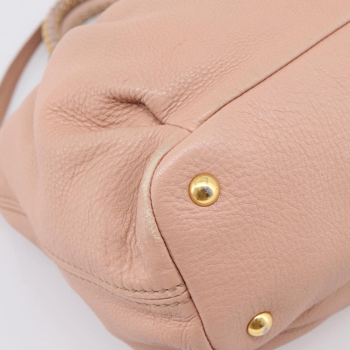 Miu Miu Tote Bag Leather 2way Pink Gold Tone Auth BA15531