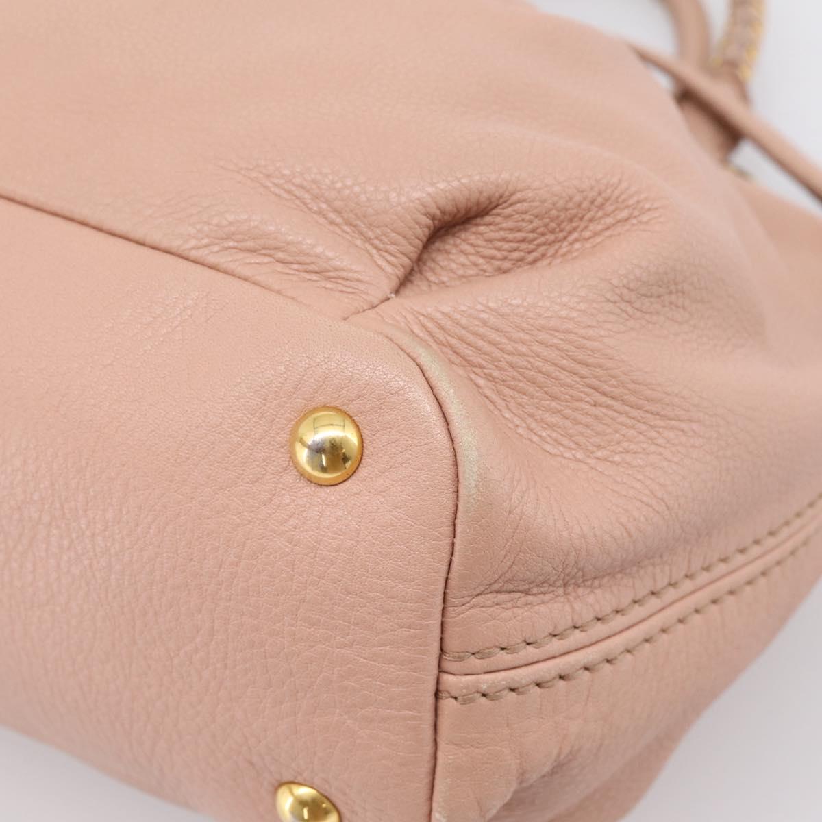 Miu Miu Tote Bag Leather 2way Pink Gold Tone Auth BA15531