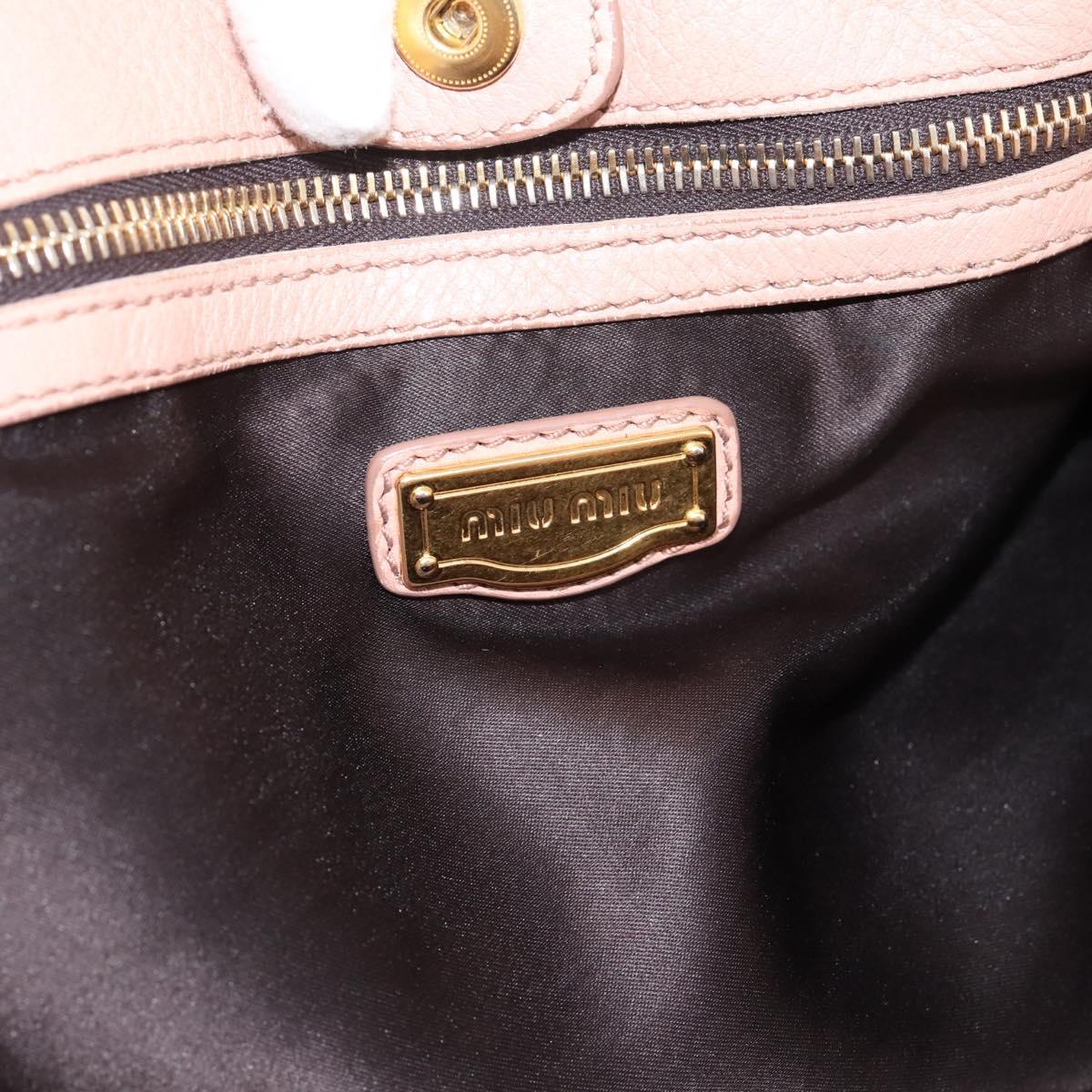 Miu Miu Tote Bag Leather 2way Pink Gold Tone Auth BA15531