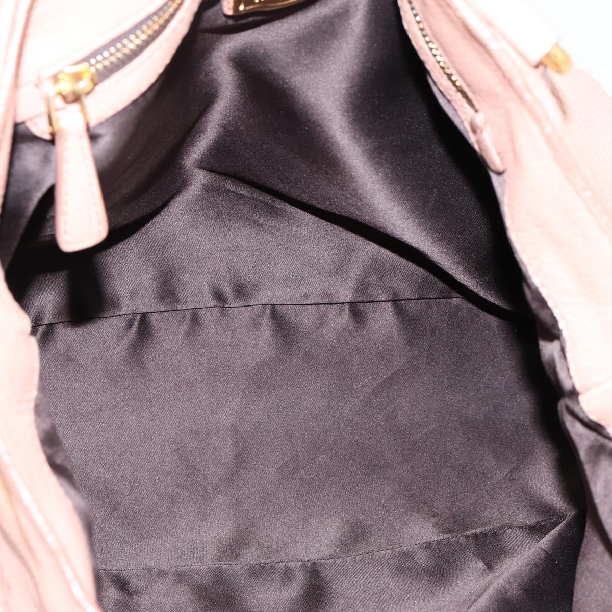 Miu Miu Tote Bag Leather 2way Pink Gold Tone Auth BA15531