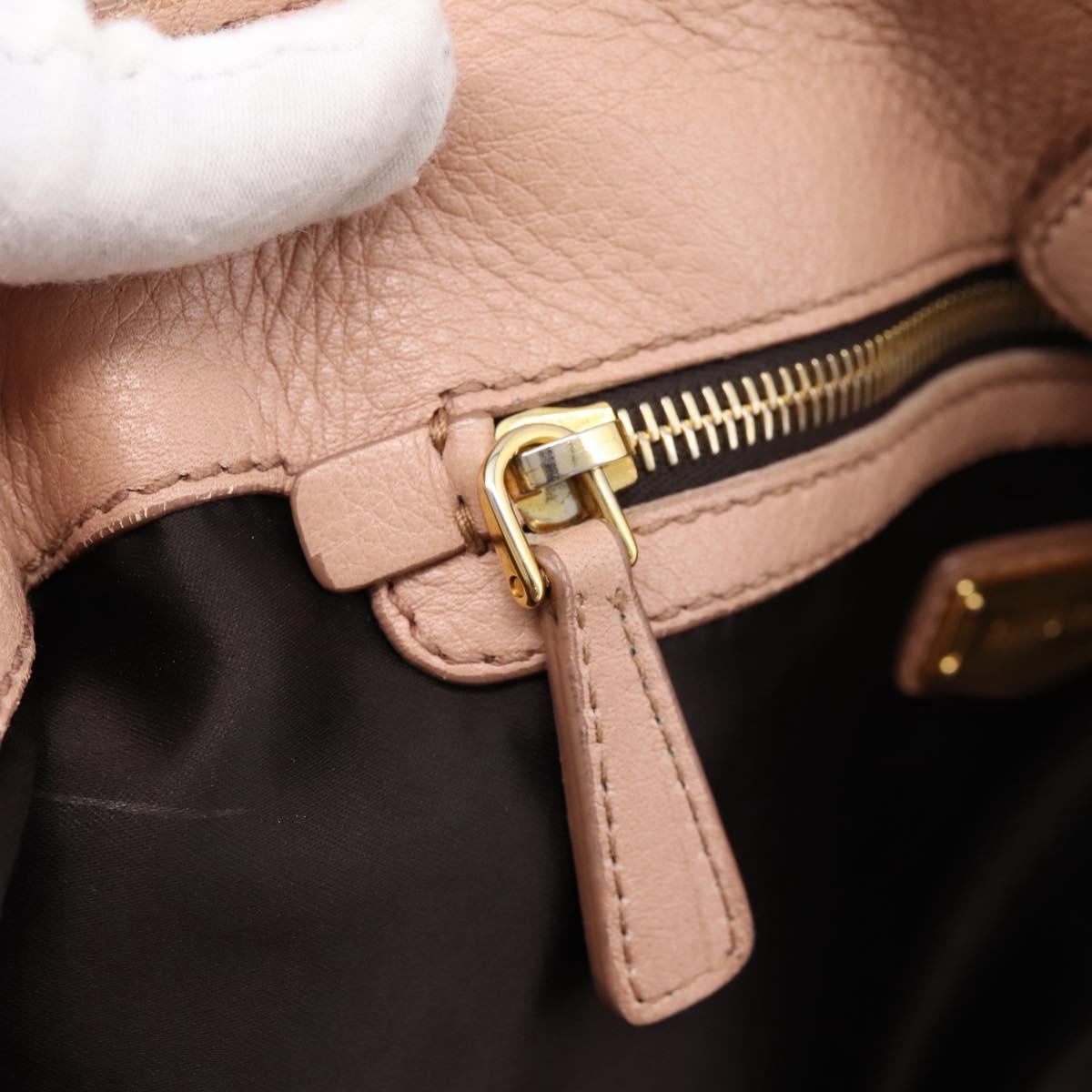 Miu Miu Tote Bag Leather 2way Pink Gold Tone Auth BA15531