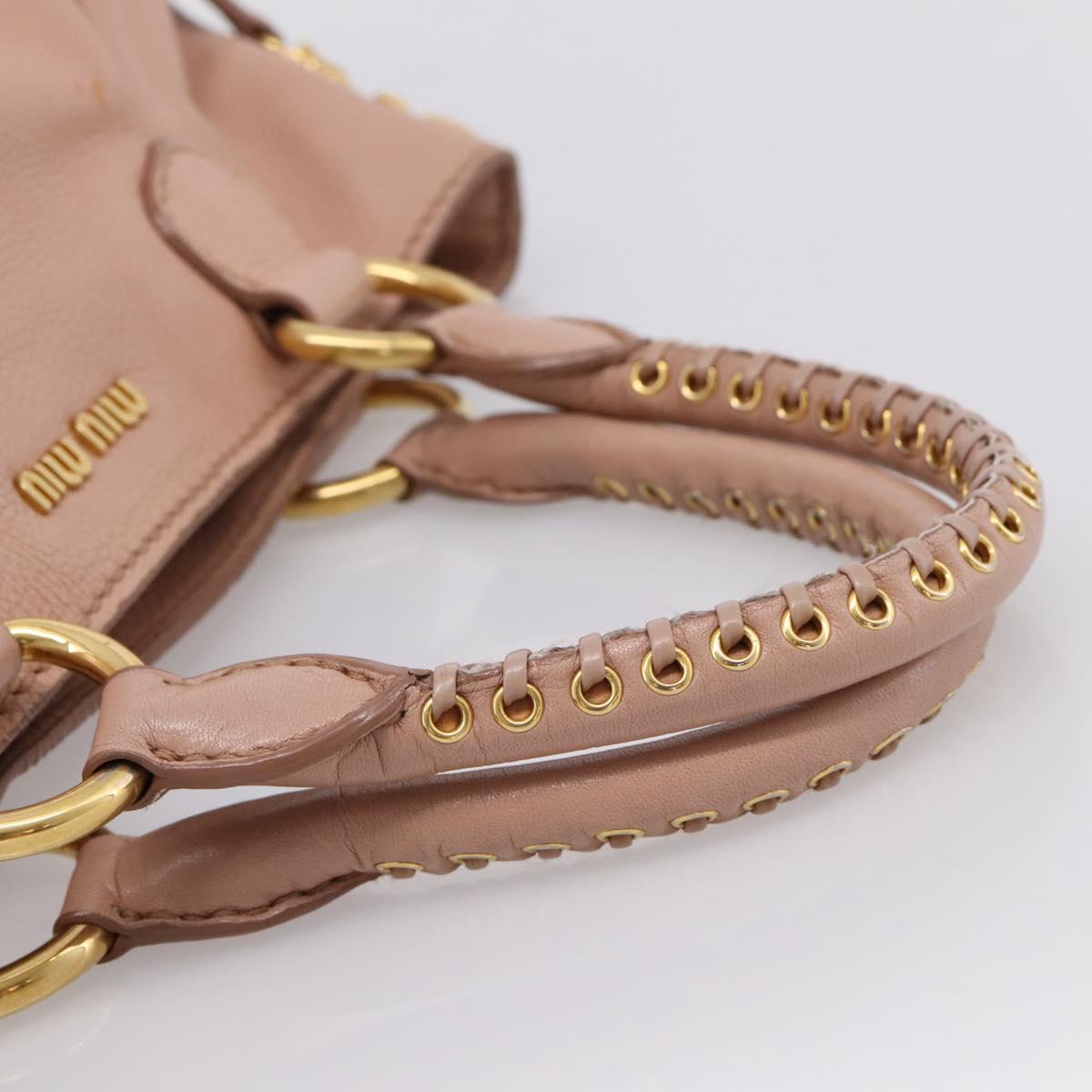 Miu Miu Tote Bag Leather 2way Pink Gold Tone Auth BA15531