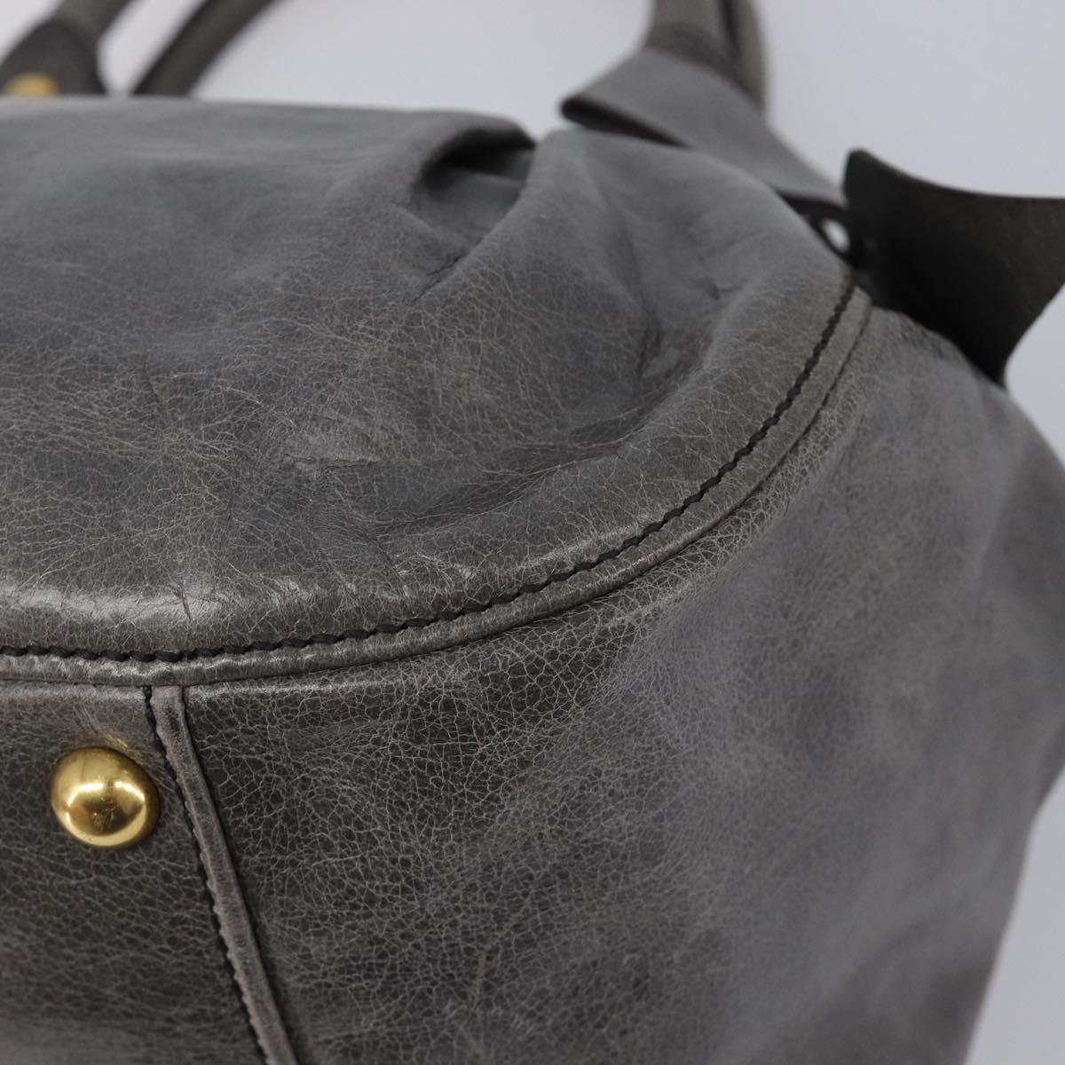Miu Miu Hand Bag Leather Gray Gold Tone Auth BA15532V