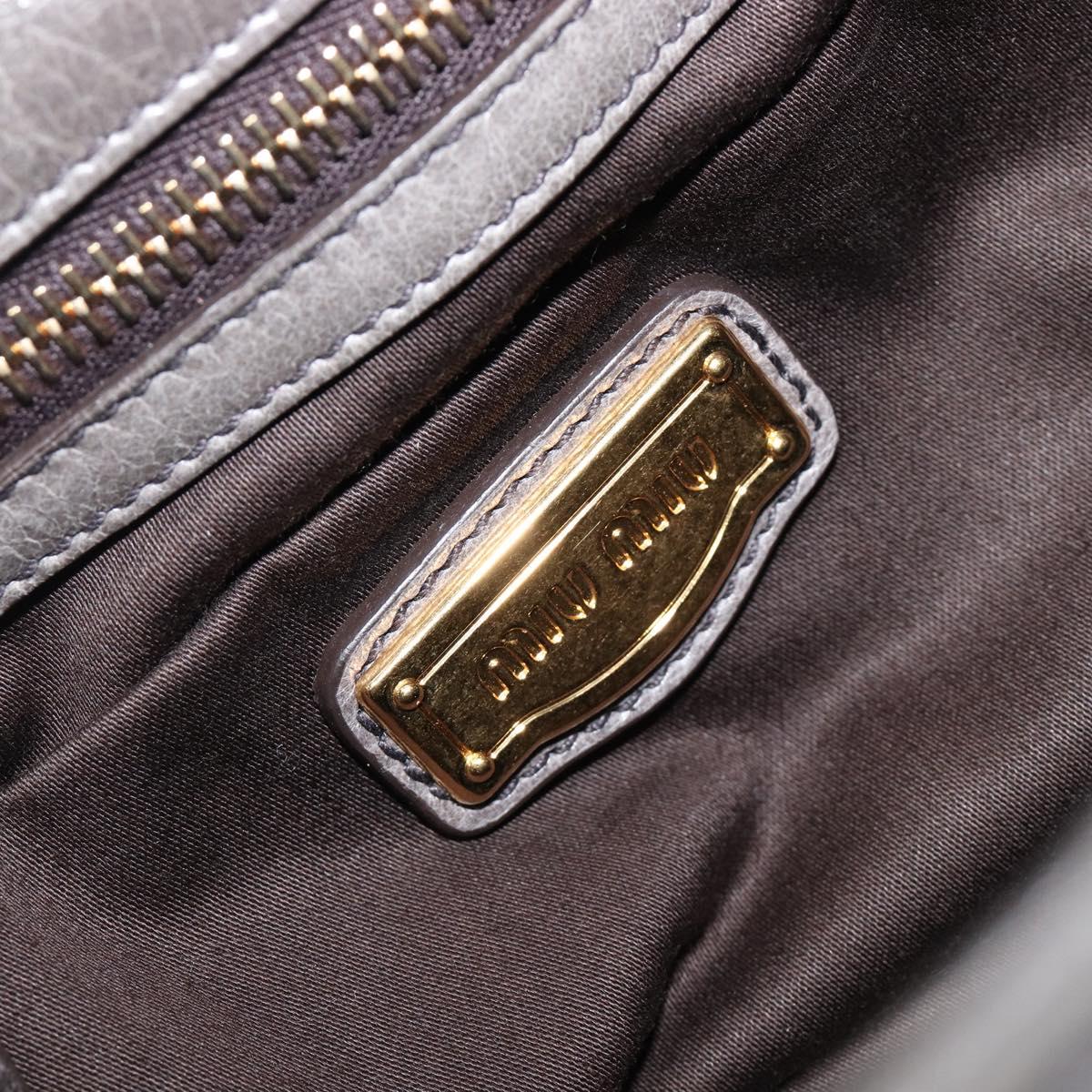 Miu Miu Hand Bag Leather Gray Gold Tone Auth BA15532V