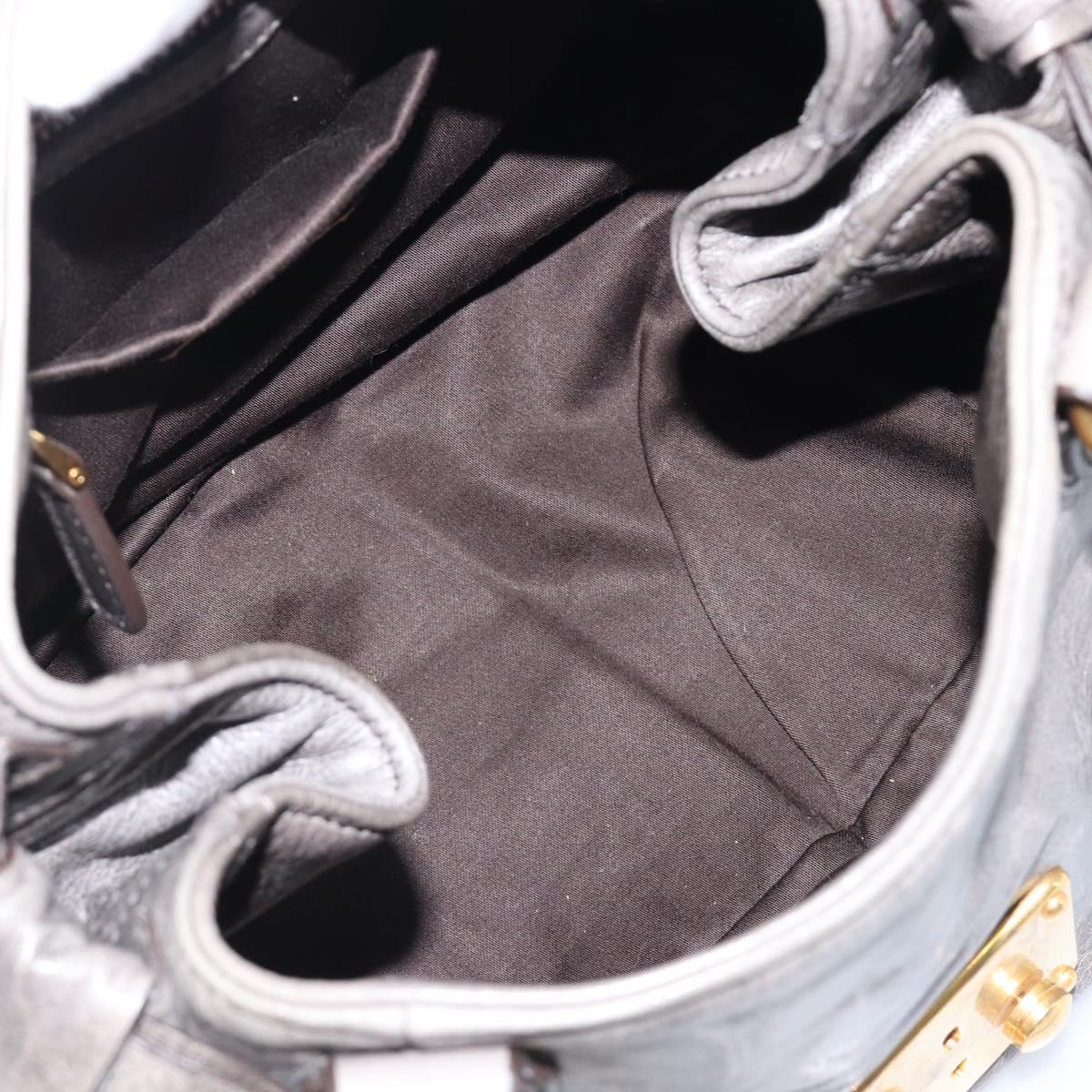 Miu Miu Hand Bag Leather Gray Gold Tone Auth BA15532V