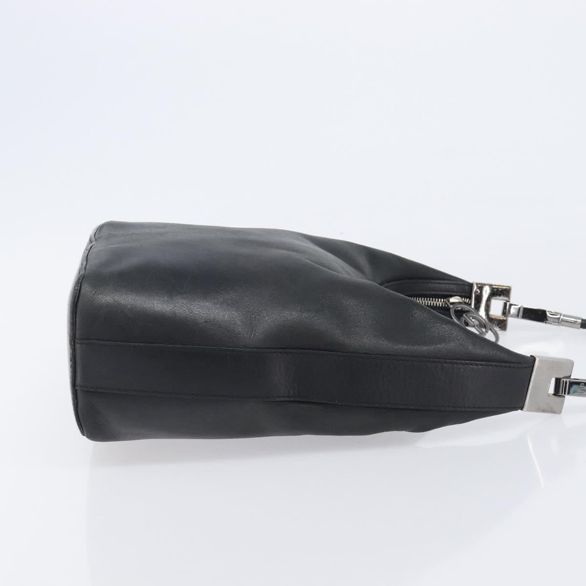 GUCCI Shoulder Bag Leather Black Silver 001 3814 Auth BA15533
