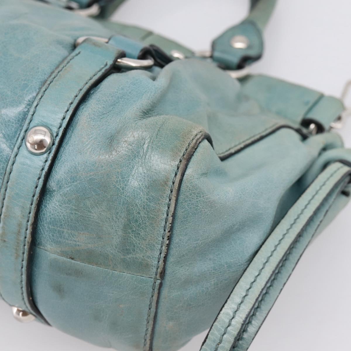 Miu Miu Hand Bag Leather 2way Light Blue Silver Auth BA15536A