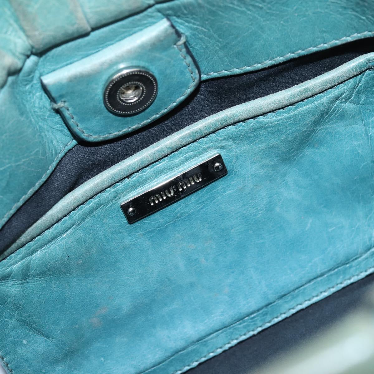 Miu Miu Hand Bag Leather 2way Light Blue Silver Auth BA15536A