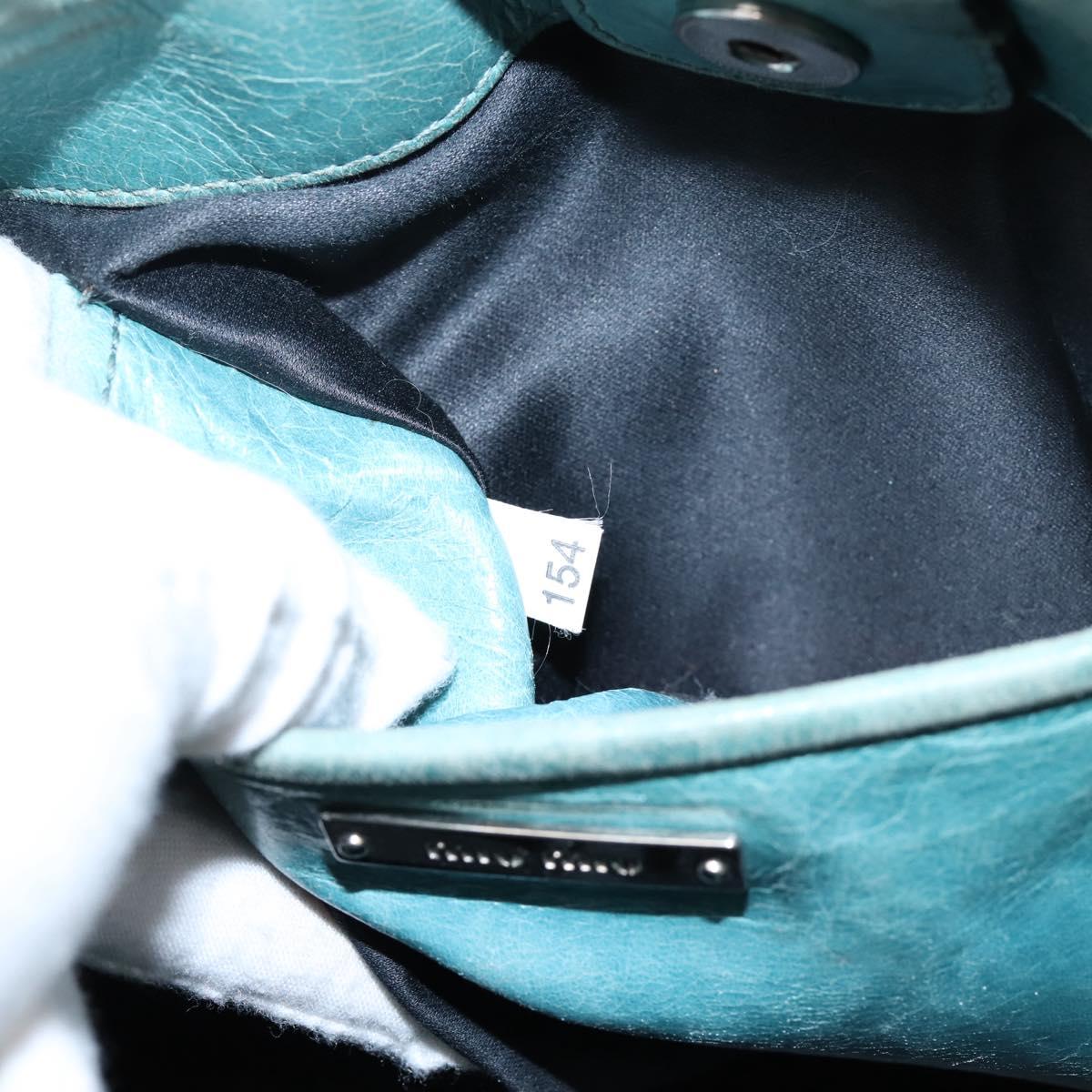 Miu Miu Hand Bag Leather 2way Light Blue Silver Auth BA15536A