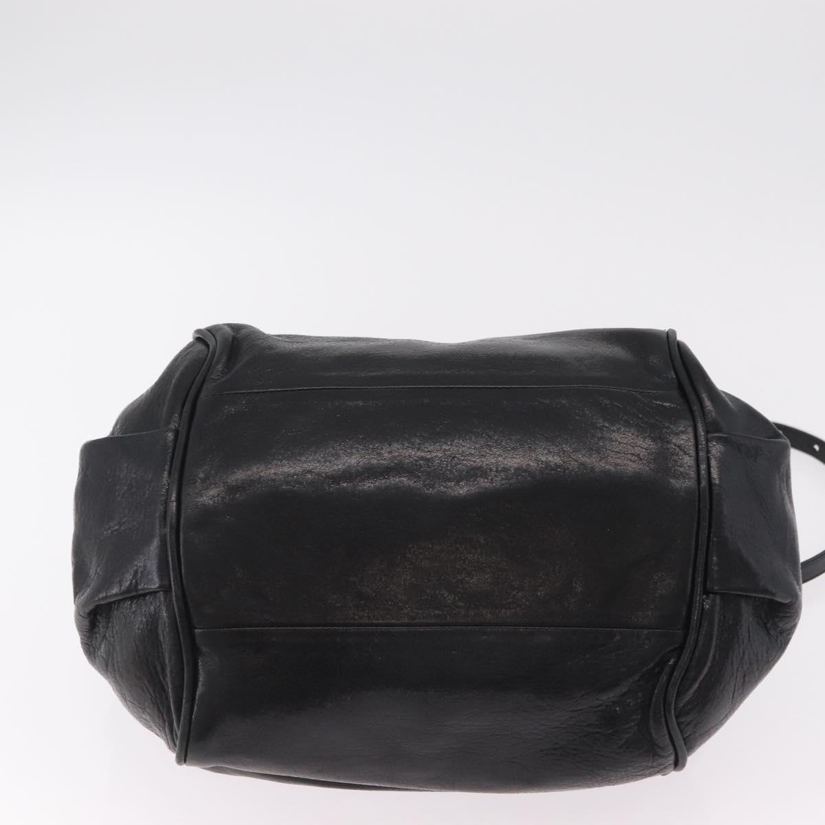 Chloe Etel Hand Bag Leather 2way Black Gold Tone Auth BA15539A