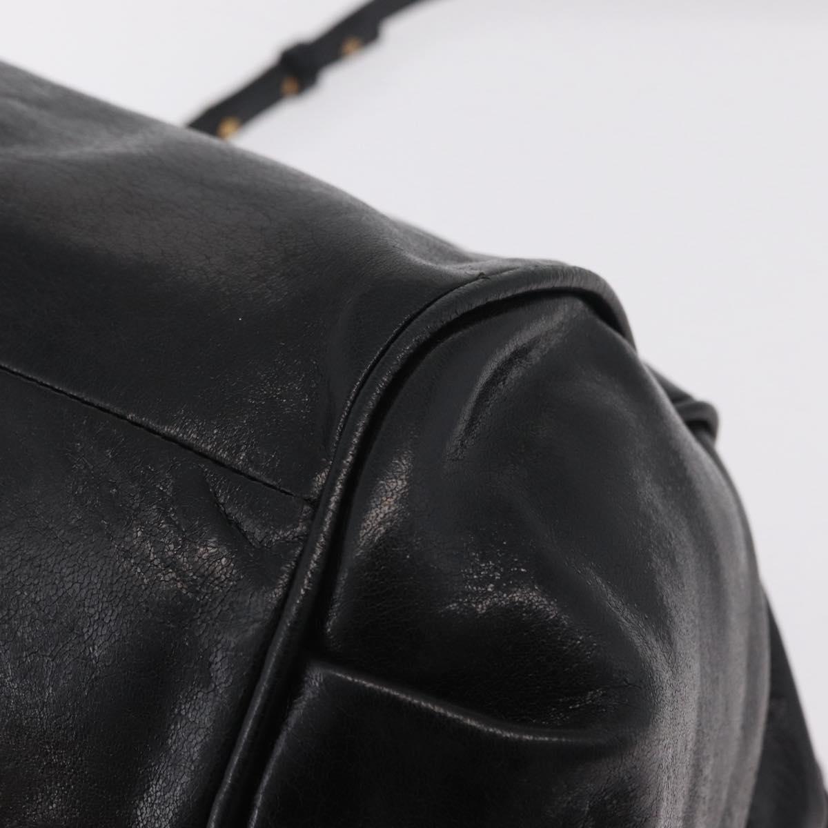 Chloe Etel Hand Bag Leather 2way Black Gold Tone Auth BA15539A