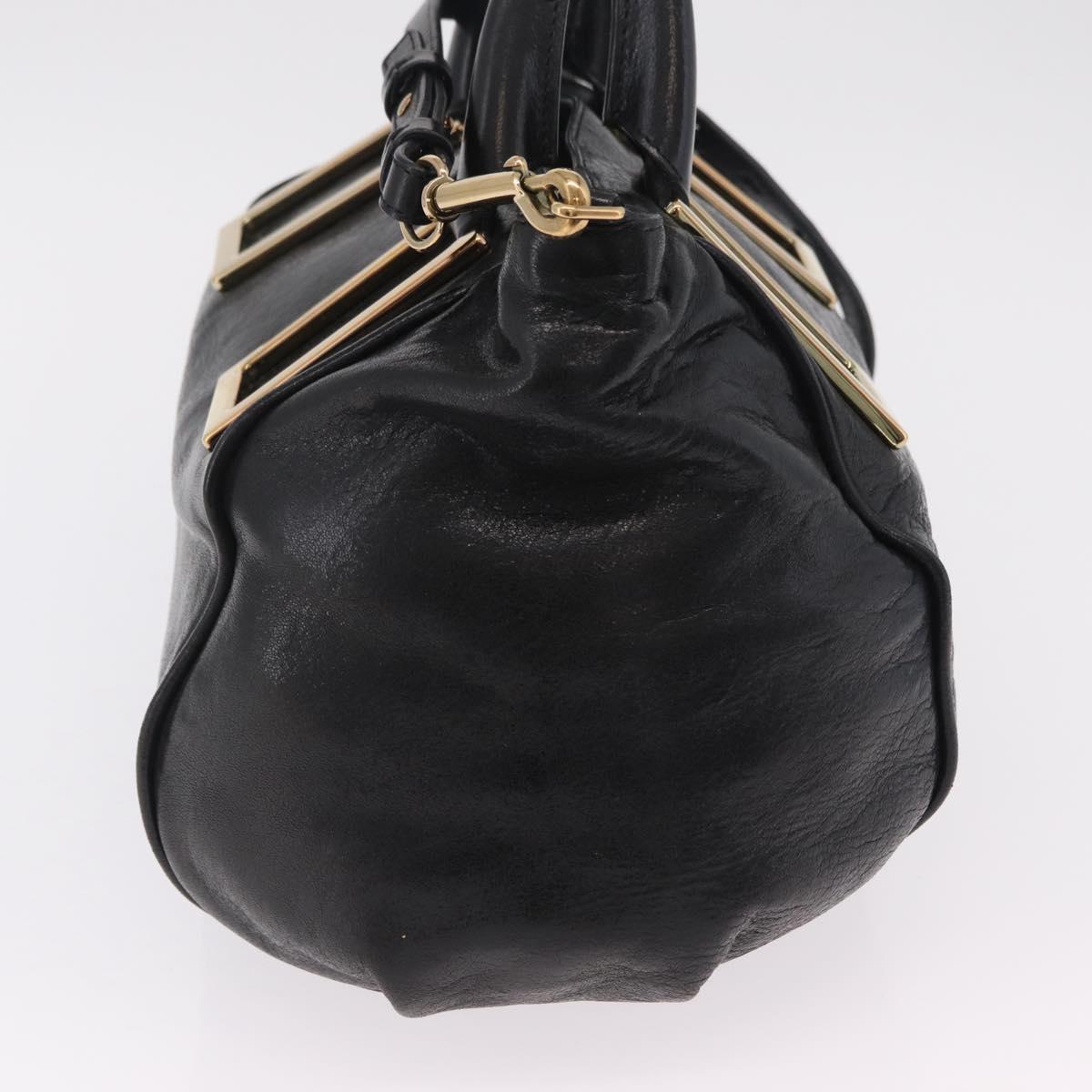 Chloe Etel Hand Bag Leather 2way Black Gold Tone Auth BA15539A